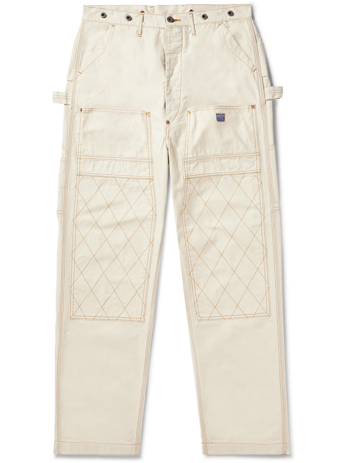 Kapital Lumber Tapered Embroidered Cotton-canvas Cargo Trousers In Neutrals