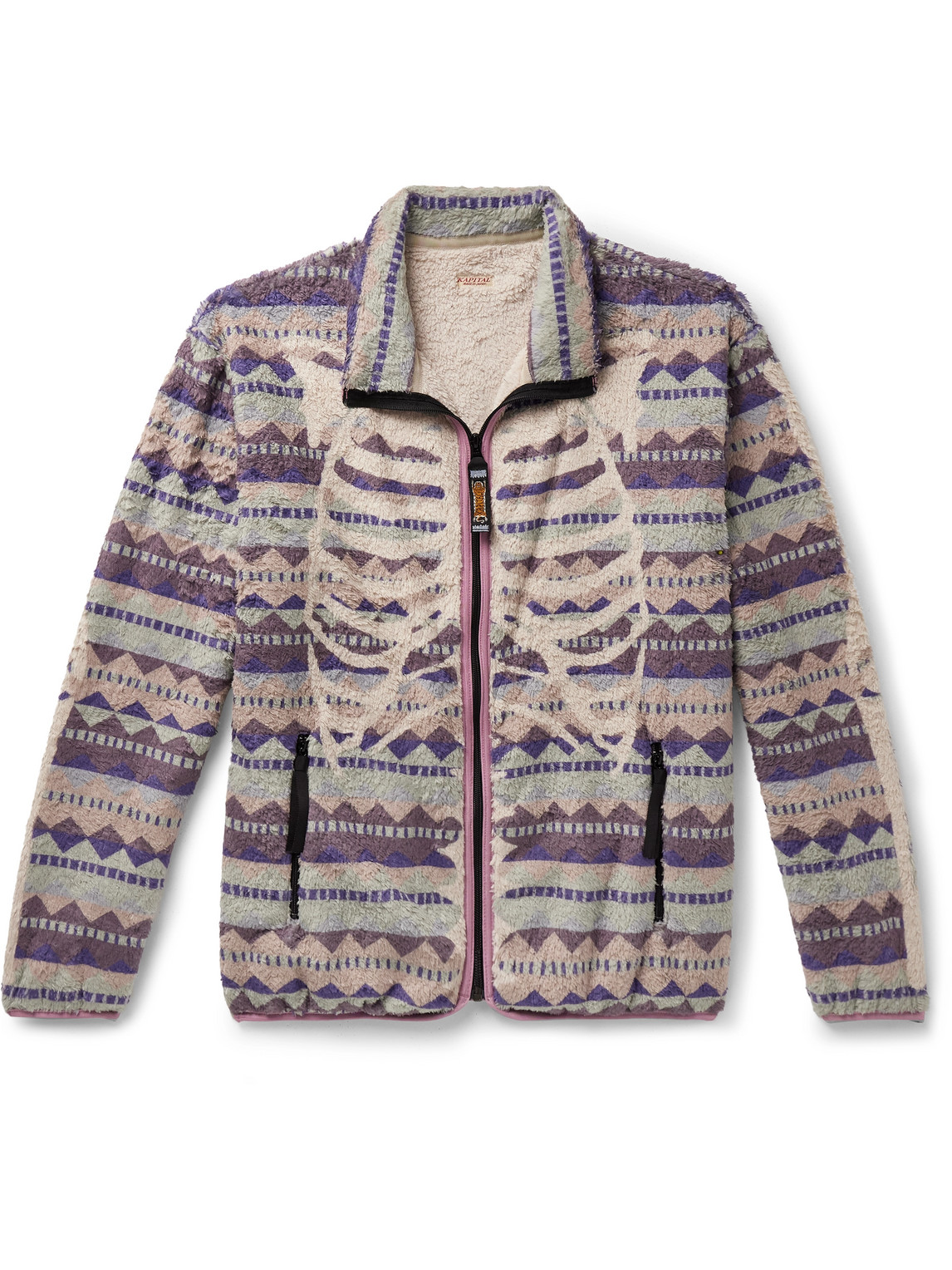 Kapital Ashland Printed Fleece Zip-up Sweatshirt In Purple