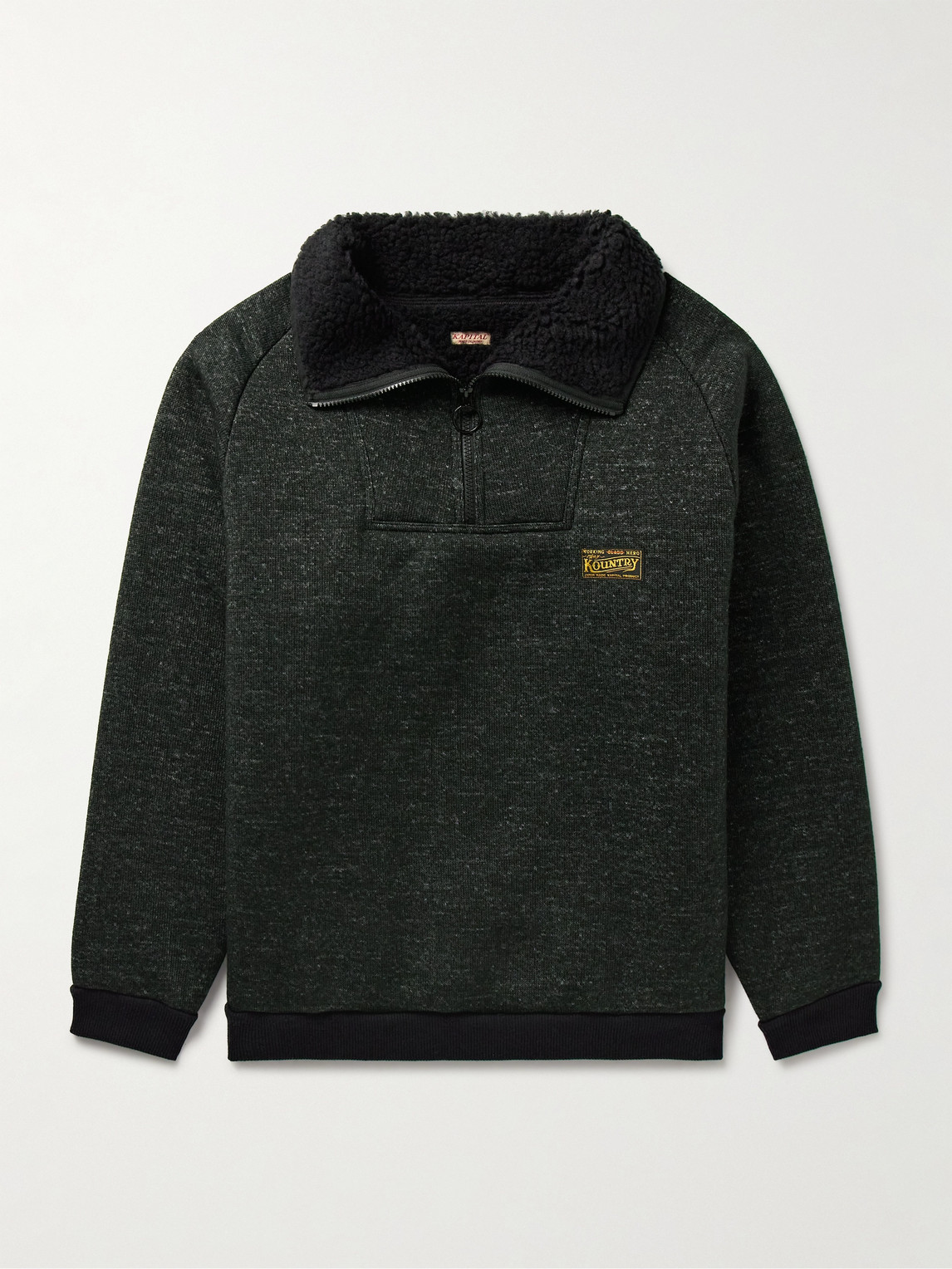 KAPITAL Alpine Logo-Appliquéd Fleece-Lined Knitted Half-Zip Sweatshirt - Men