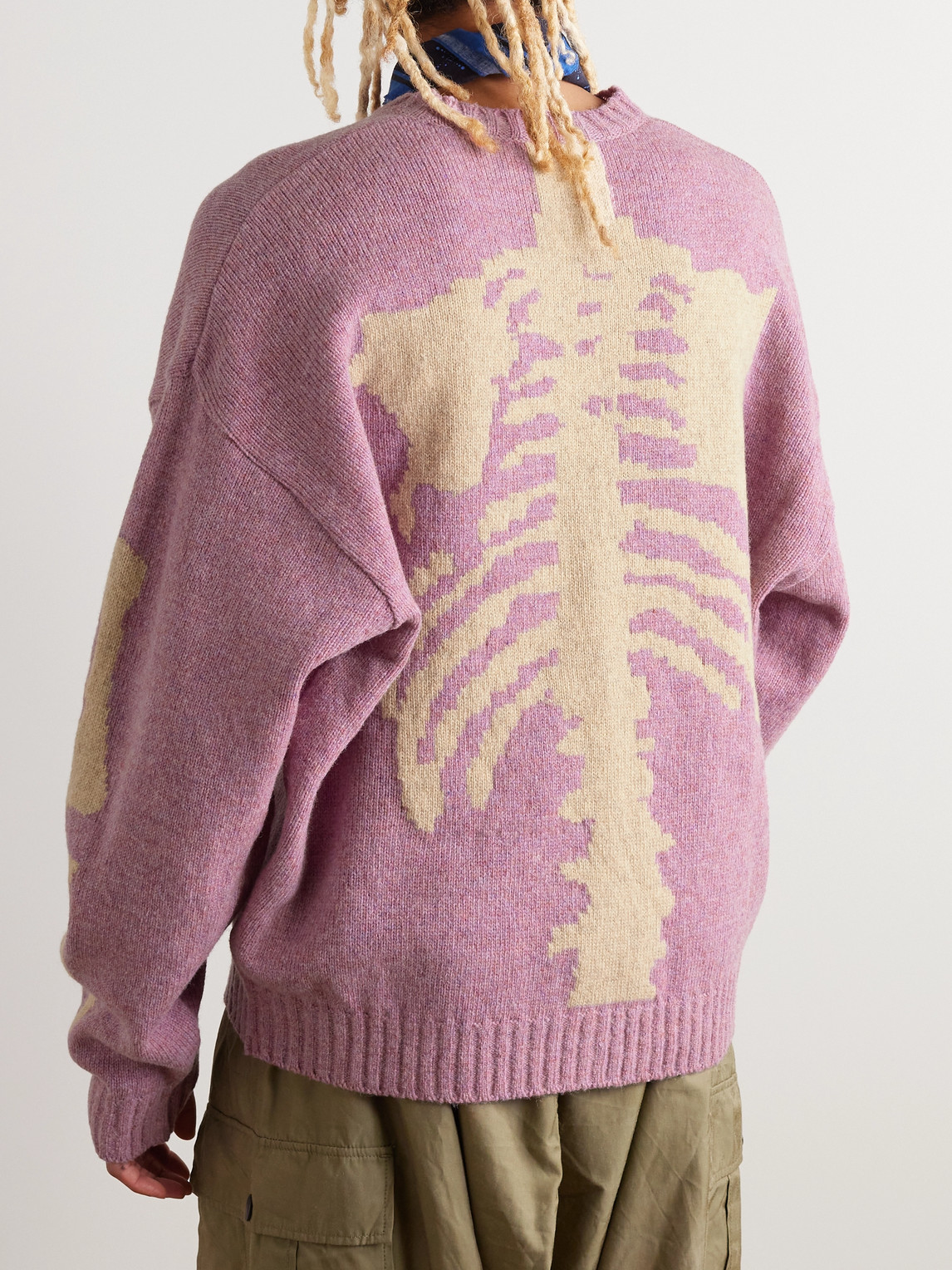 Shop Kapital 5g Intarsia Wool Sweater In Pink