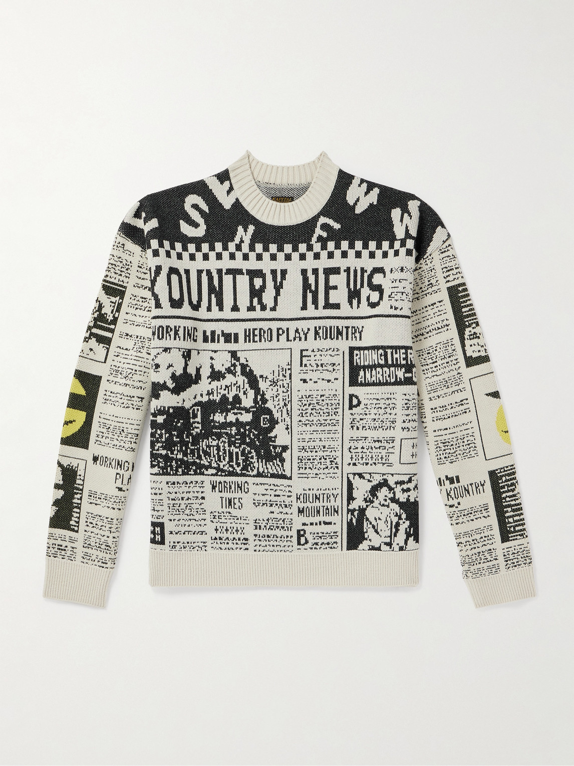 KAPITAL 8G Newspaper Intarsia-Knit Sweater - Men