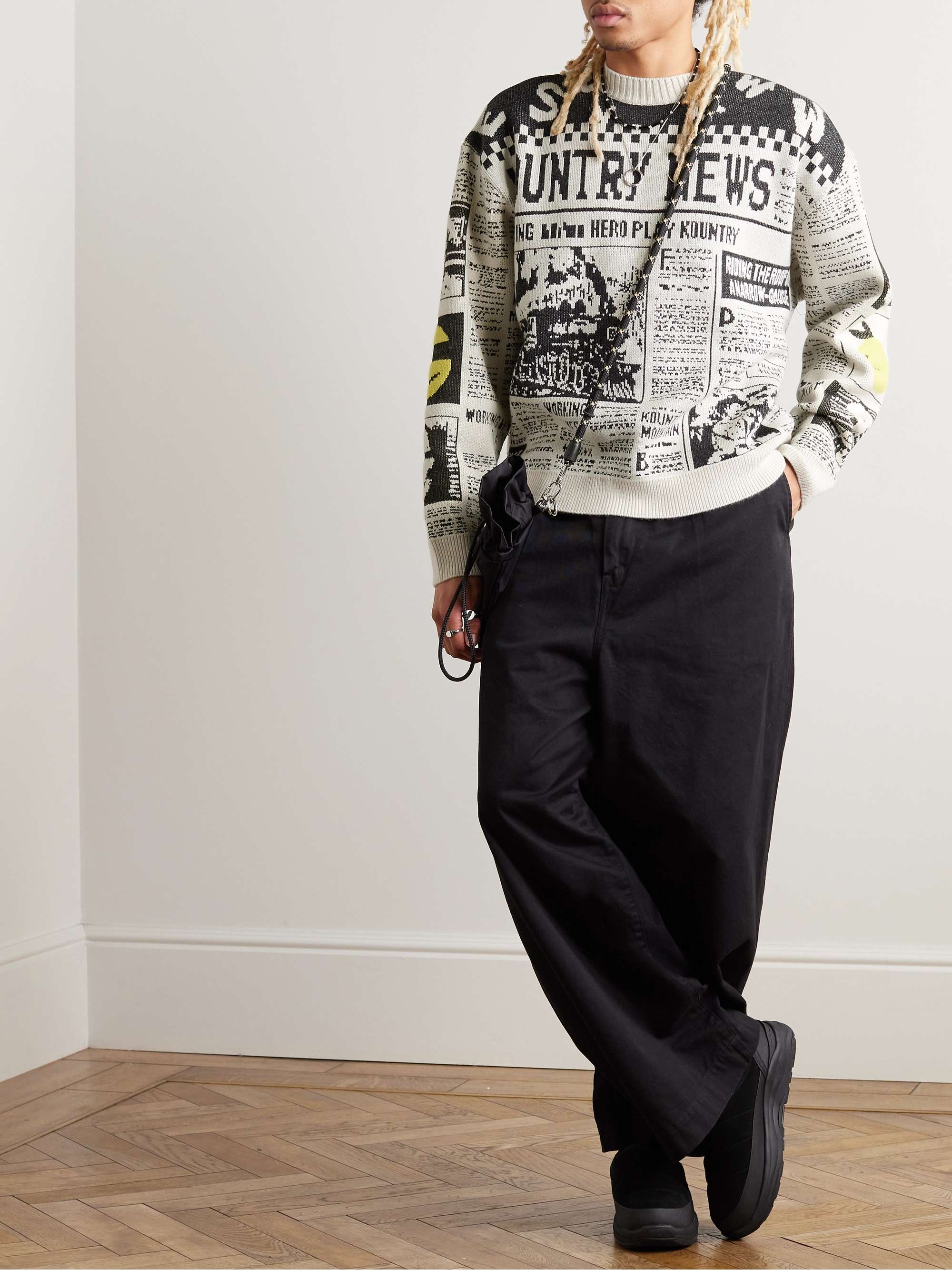 KAPITAL 8G Newspaper Intarsia-Knit Sweater for Men | MR PORTER