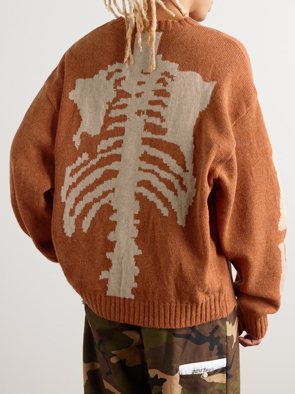 Shop Kapital 5g Intarsia Wool Sweater In Orange
