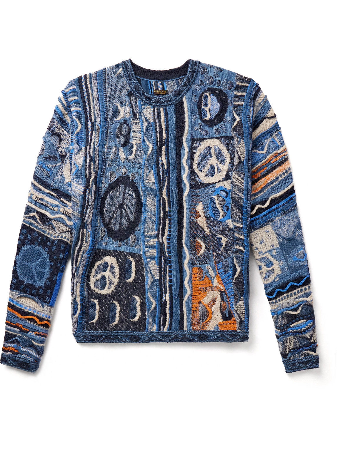 Kapital Boro Gaudy Cotton-blend Jacquard Sweater In Blue