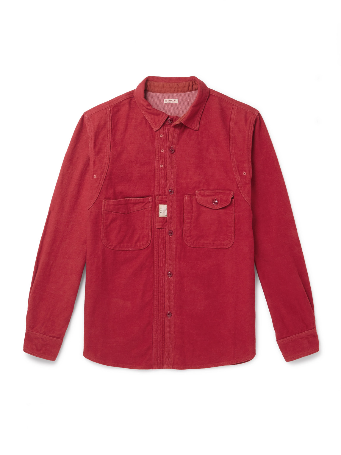 Kapital Cpo Brushed Cotton-fleece Shirt In Red