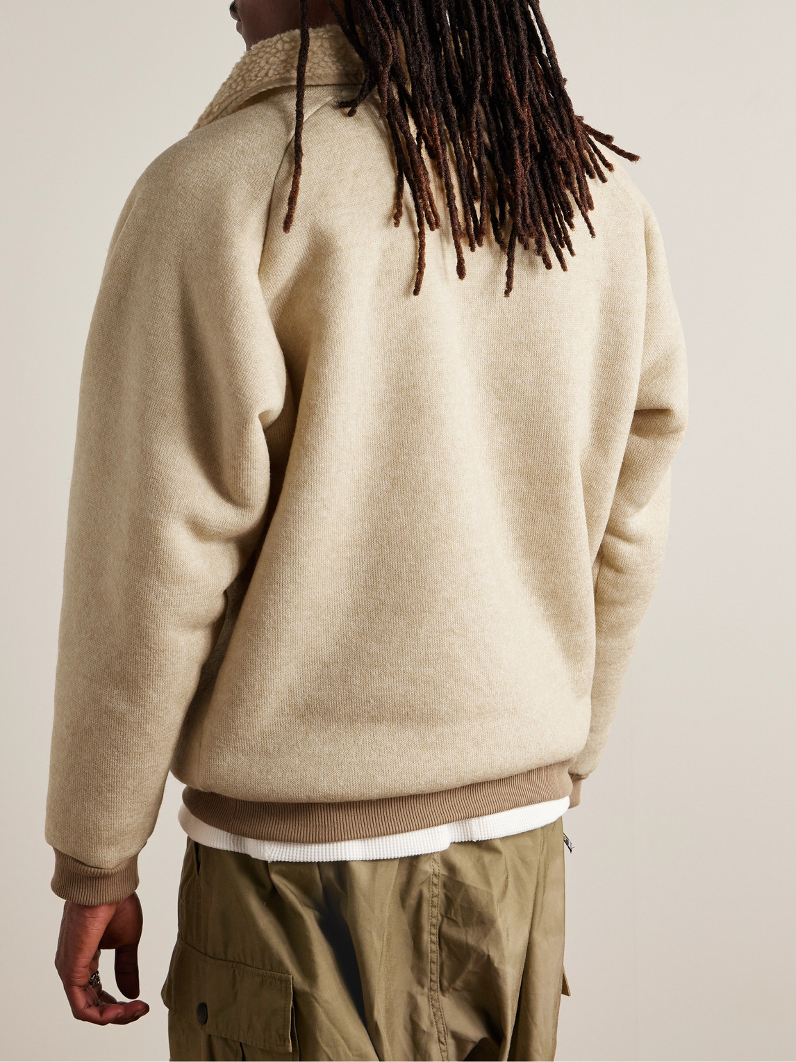 Shop Kapital Alpine Logo-appliquéd Fleece-lined Knitted Half-zip Sweatshirt In Neutrals