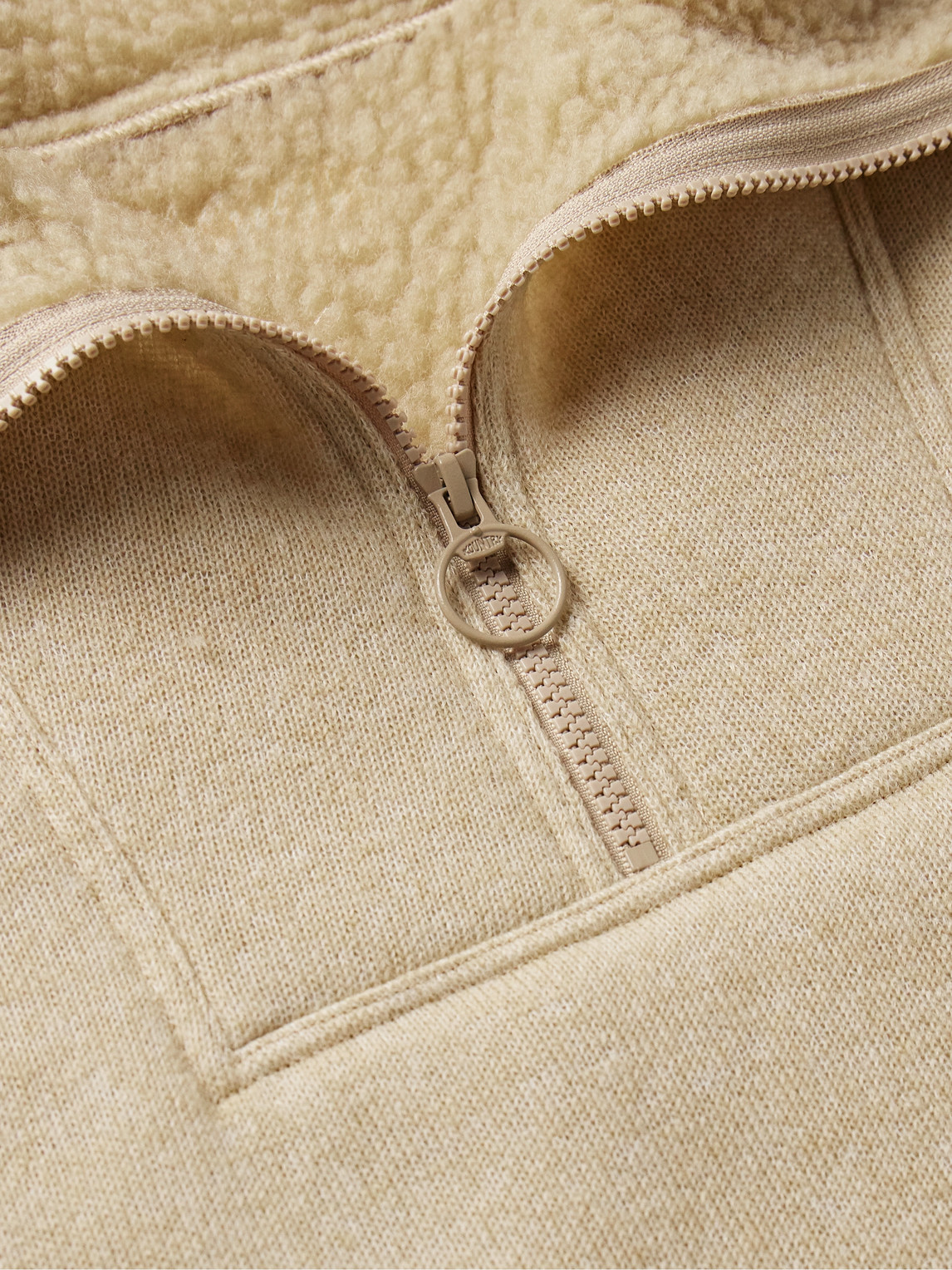 Shop Kapital Alpine Logo-appliquéd Fleece-lined Knitted Half-zip Sweatshirt In Neutrals