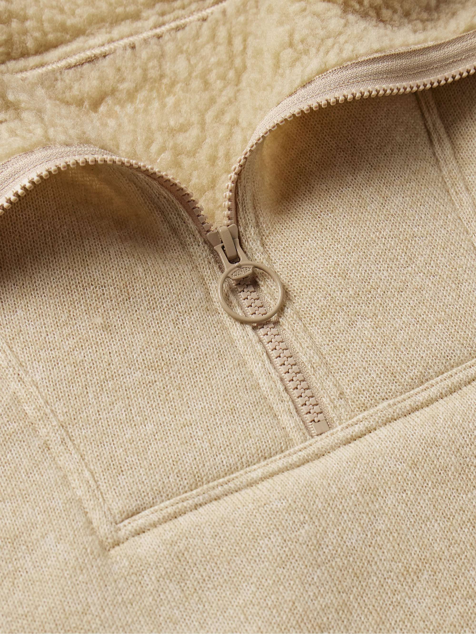 KAPITAL Alpine Logo-Appliquéd Fleece-Lined Knitted Half-Zip Sweatshirt ...