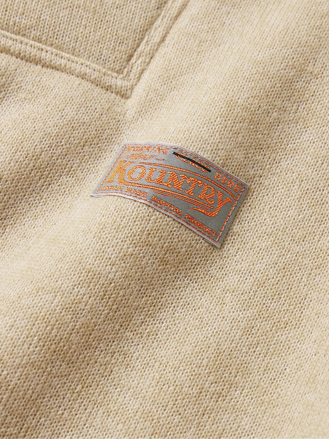 Shop Kapital Alpine Logo-appliquéd Fleece-lined Knitted Half-zip Sweatshirt In Neutrals