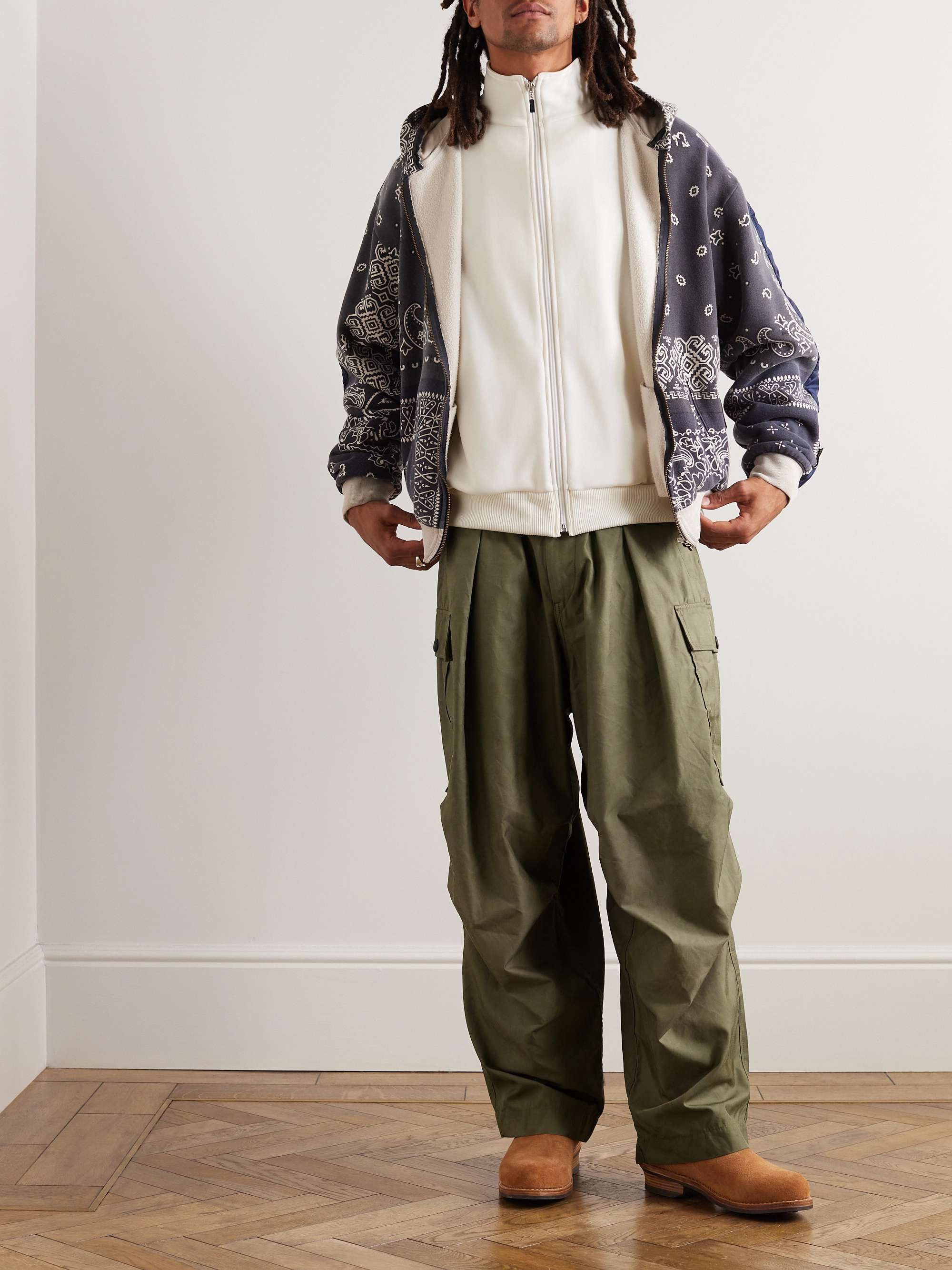 Easy Jumbo Wide-Leg Twill Drawstring Cargo Trousers