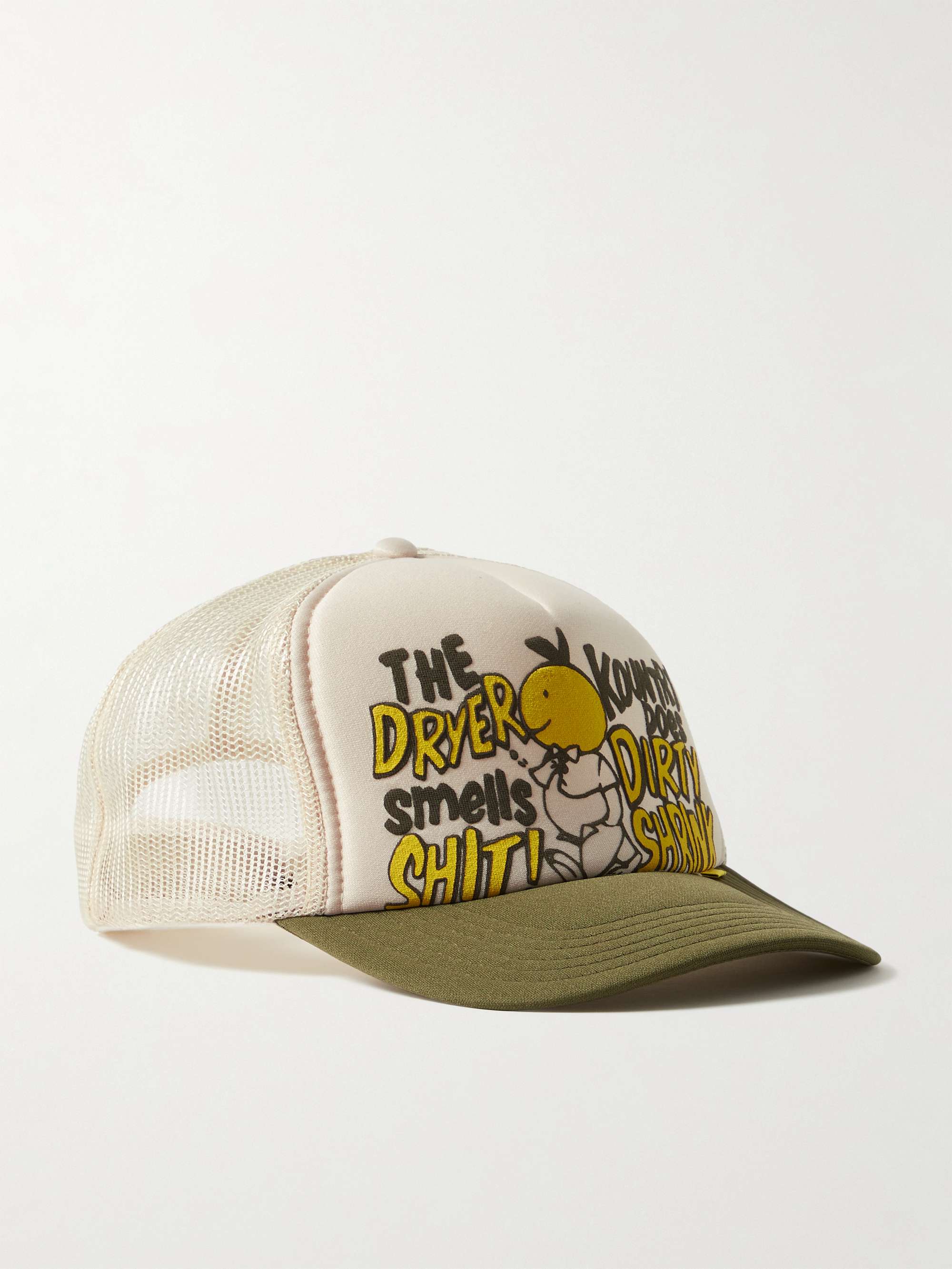 KAPITAL Lucky Battery Bird Printed Scuba and Mesh Trucker