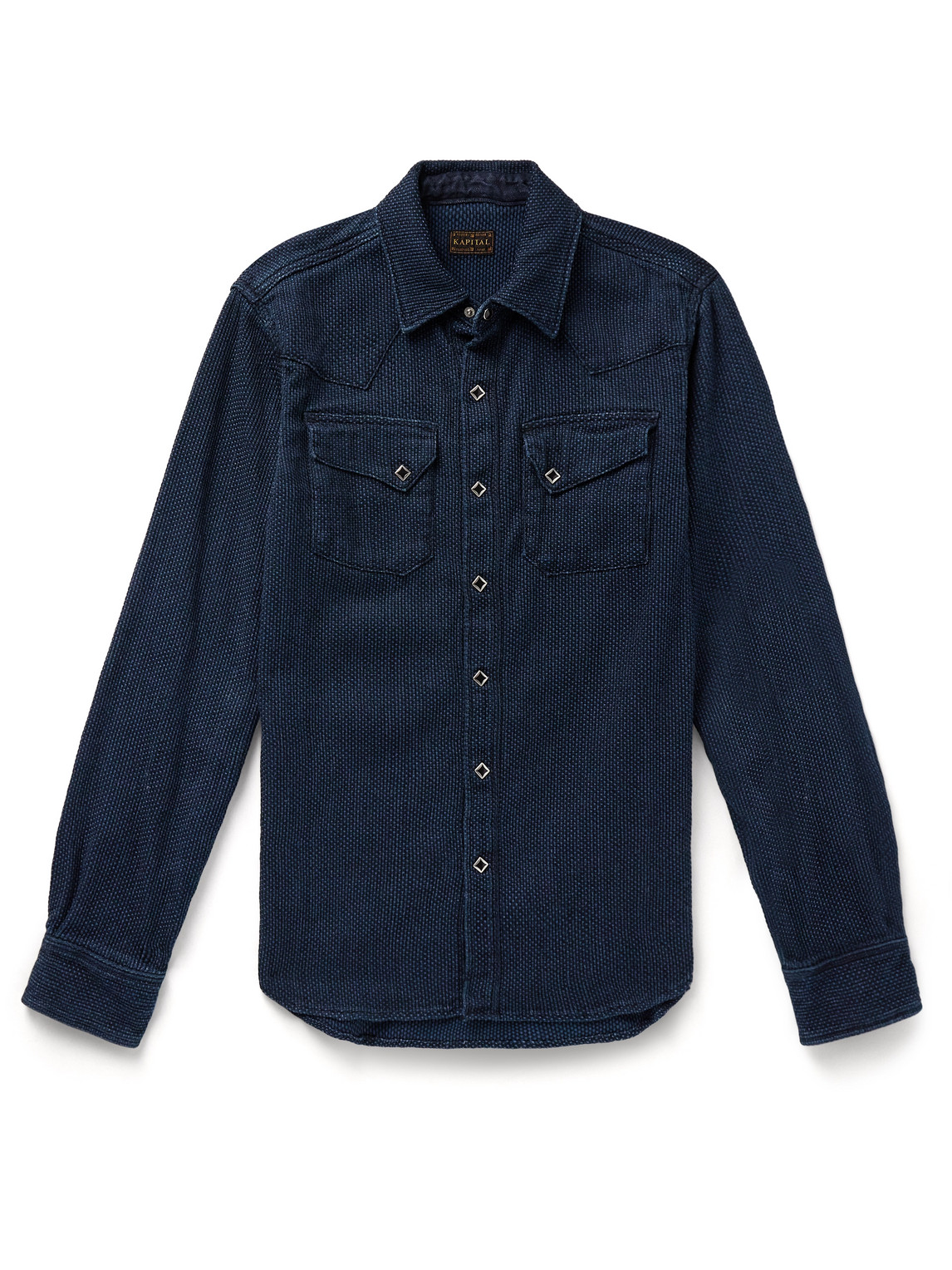 Kapital Indigo-dyed Textured-cotton Western Shirt In Blue
