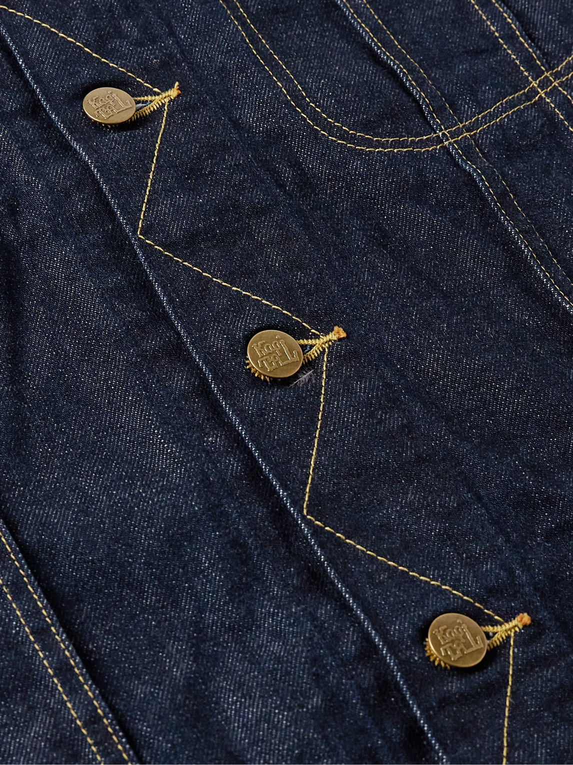 Shop Kapital Crochet-trimmed Denim Jacket In Blue