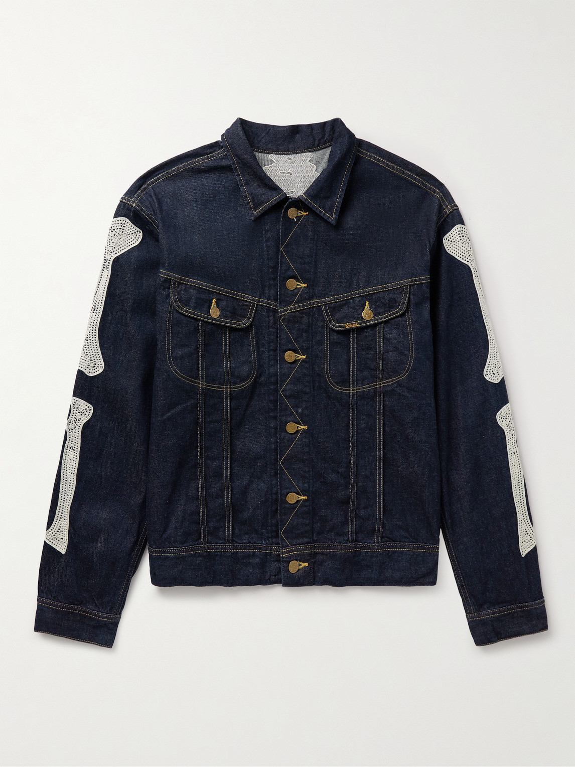 KAPITAL Crochet-Trimmed Denim Jacket - Men