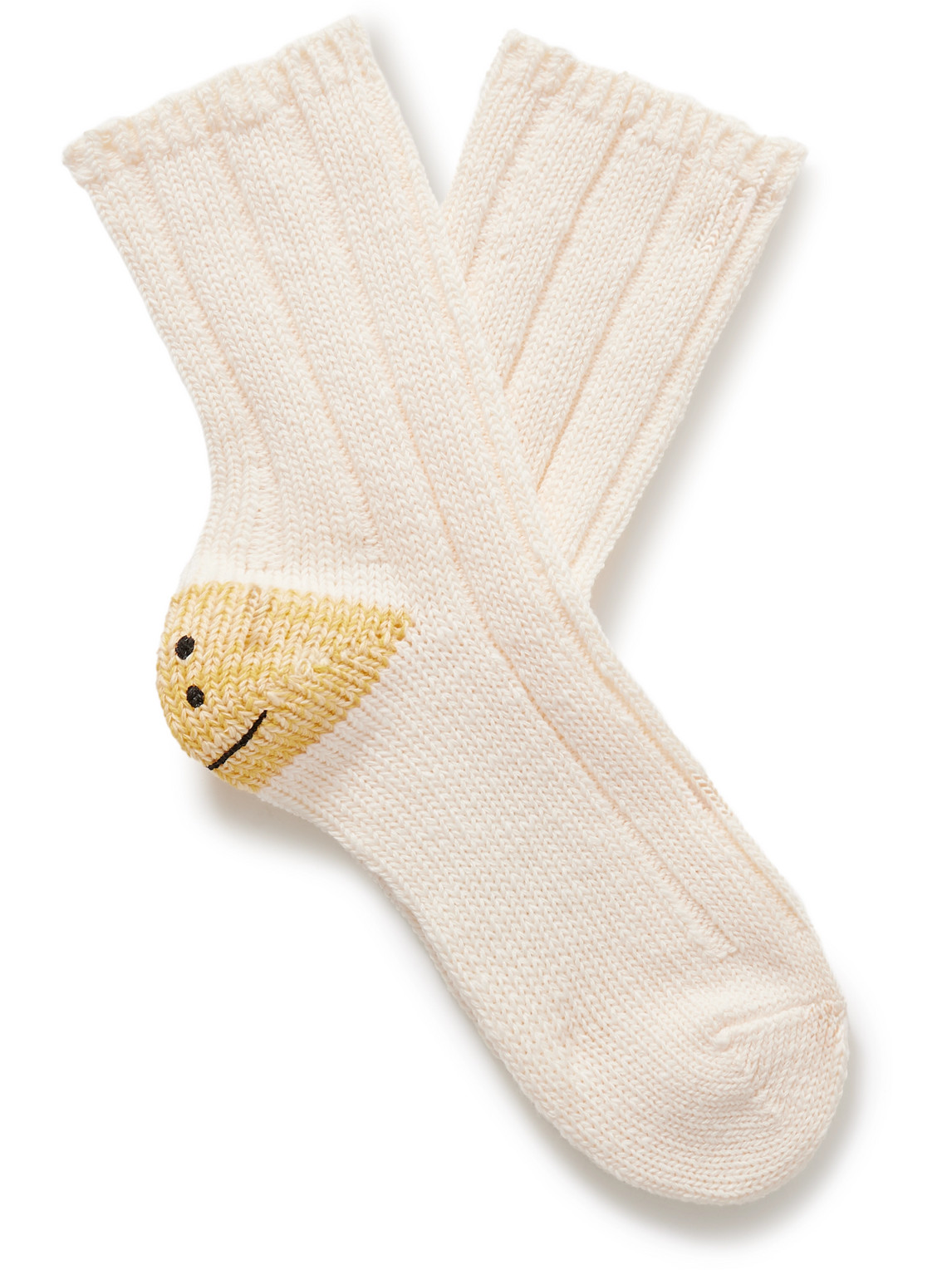 Kapital Printed Intarsia Cotton-blend Socks In Yellow