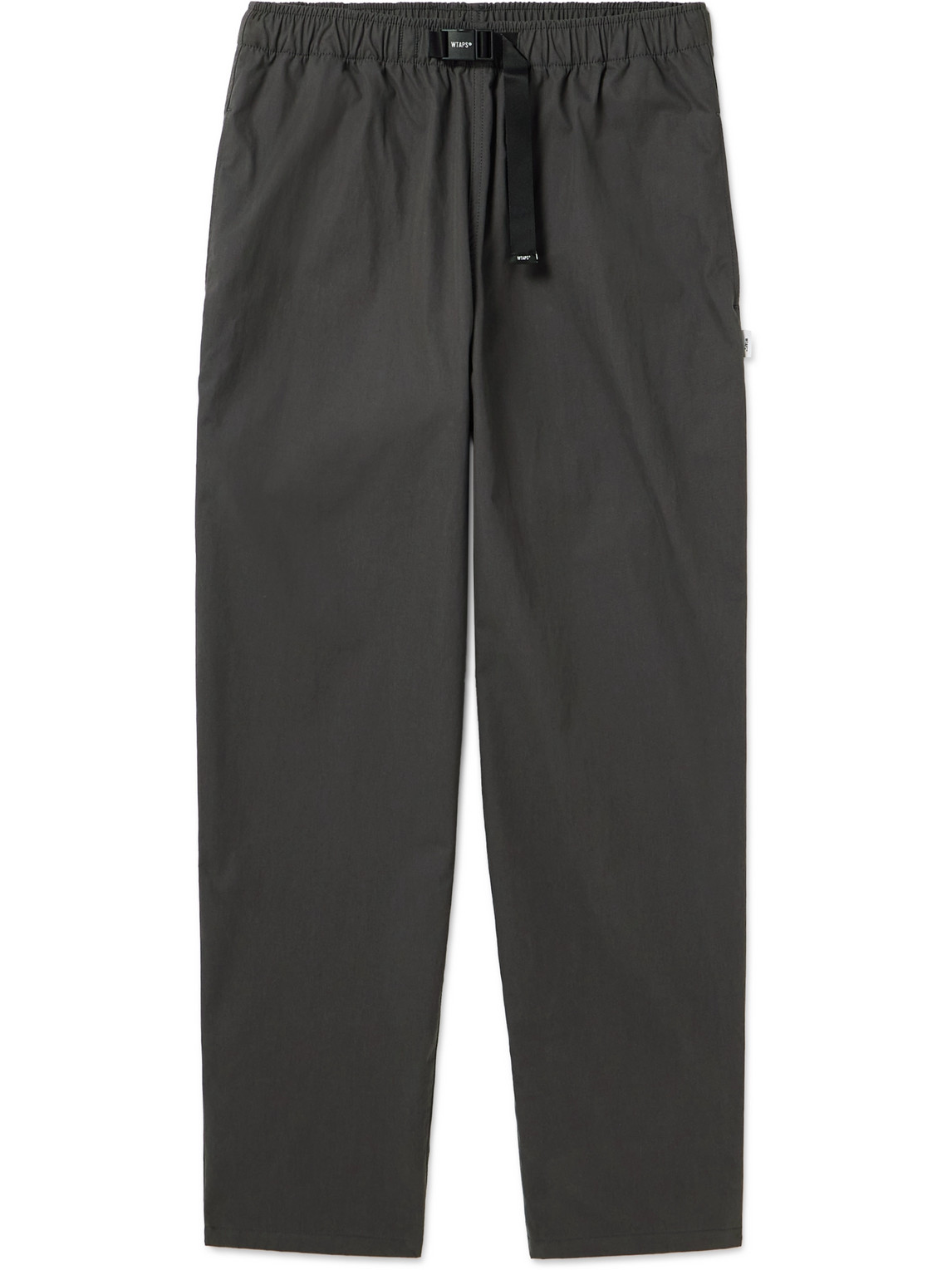 Wtaps Tapered Belted Cotton-blend Trousers In Grey