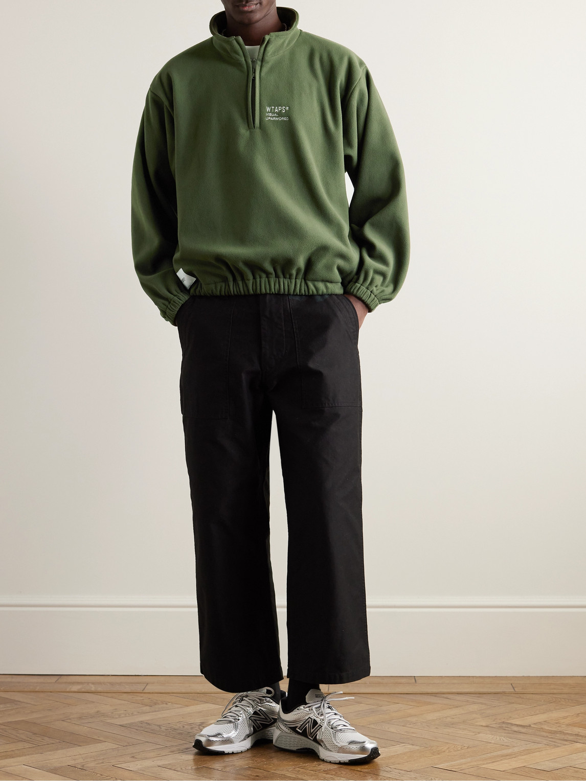 Shop Wtaps Logo-embroidered Fleece Half-zip Sweatshirt In Green