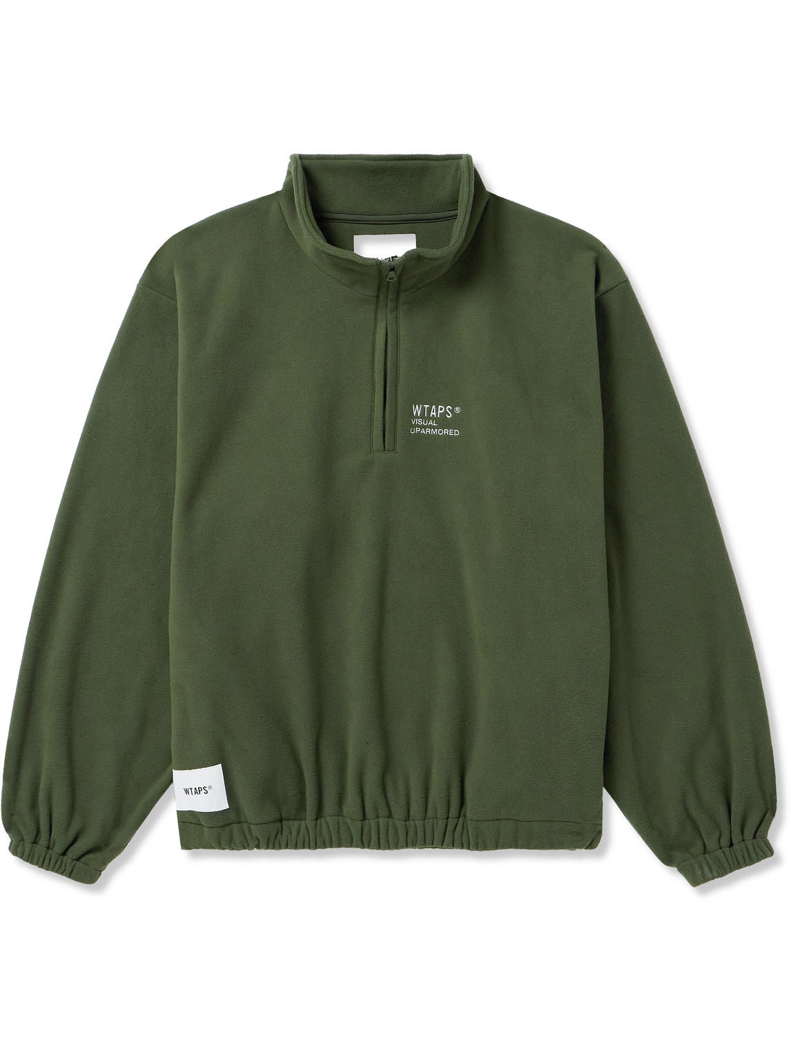 Shop Wtaps Logo-embroidered Fleece Half-zip Sweatshirt In Green