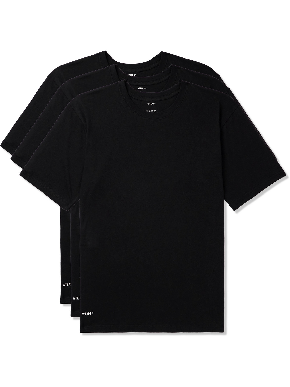 Wtaps Three-pack Logo-print Cotton-jersey T-shirt In Black