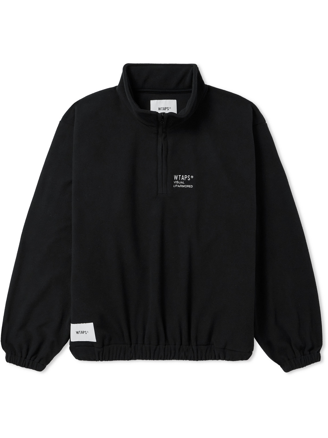 Wtaps Logo-embroidered Fleece Half-zip Sweatshirt In Black