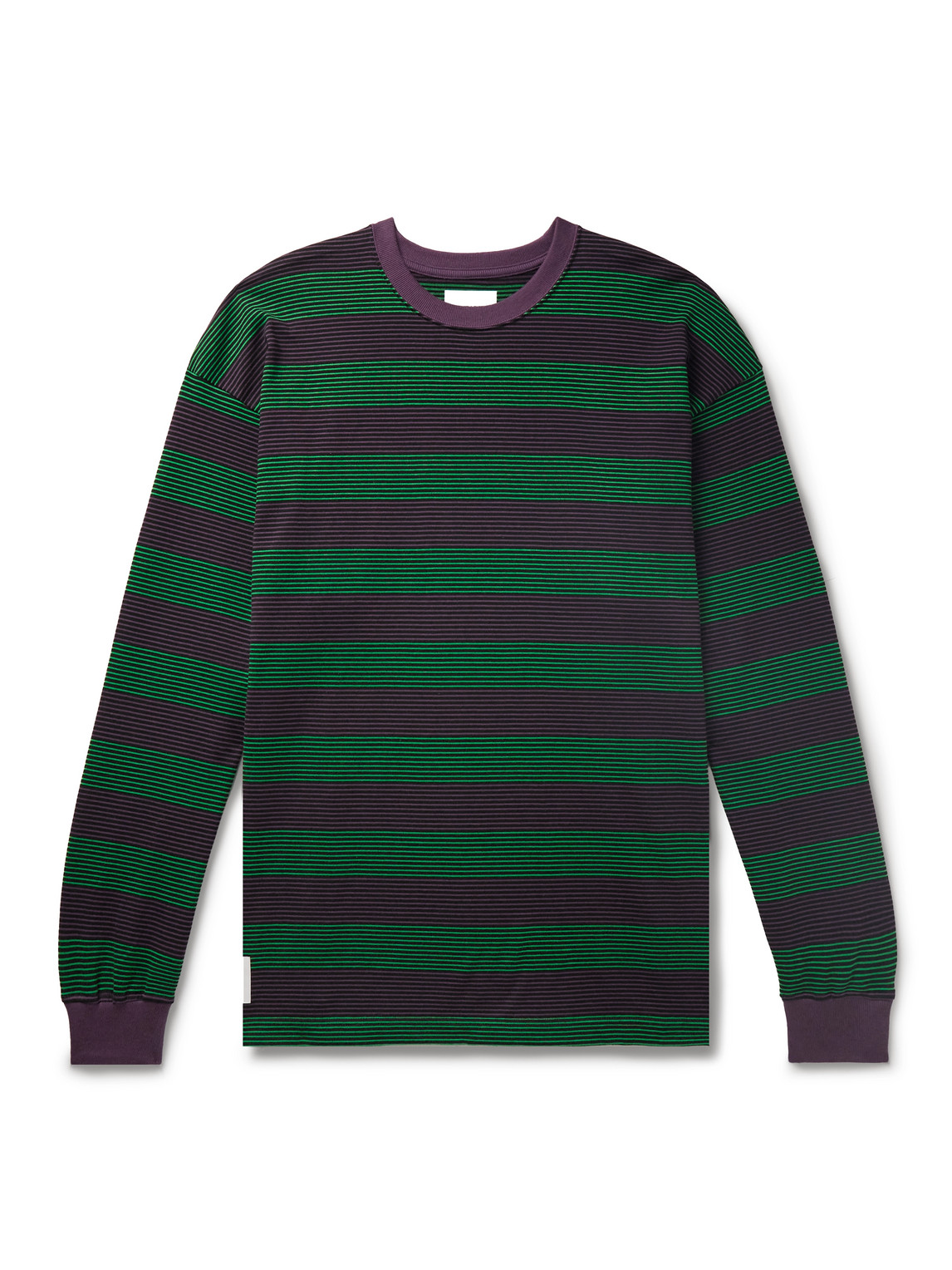 Wtaps Logo-appliquéd Striped Cotton-jersey T-shirt In Green