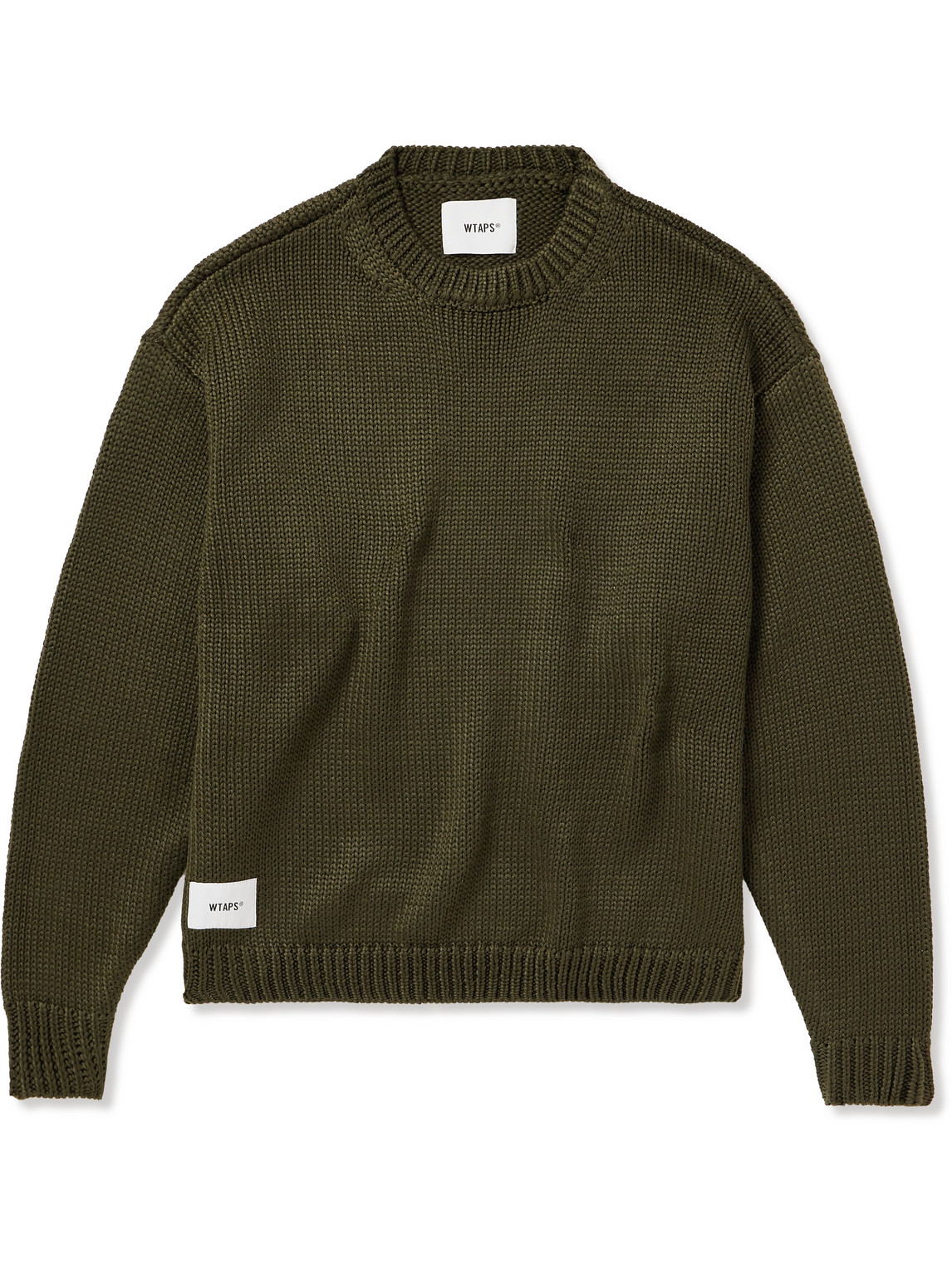 Wtaps Logo-appliquéd Jacquard-knit Sweater In Green