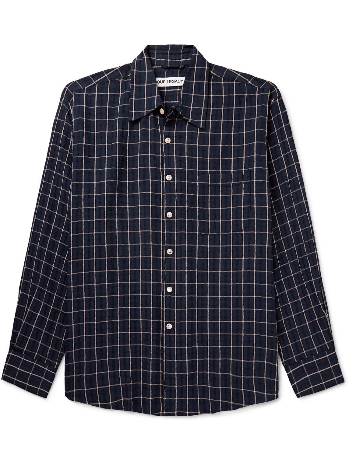 Shop Our Legacy Above Checked Cotton-blend Shirt In Blue