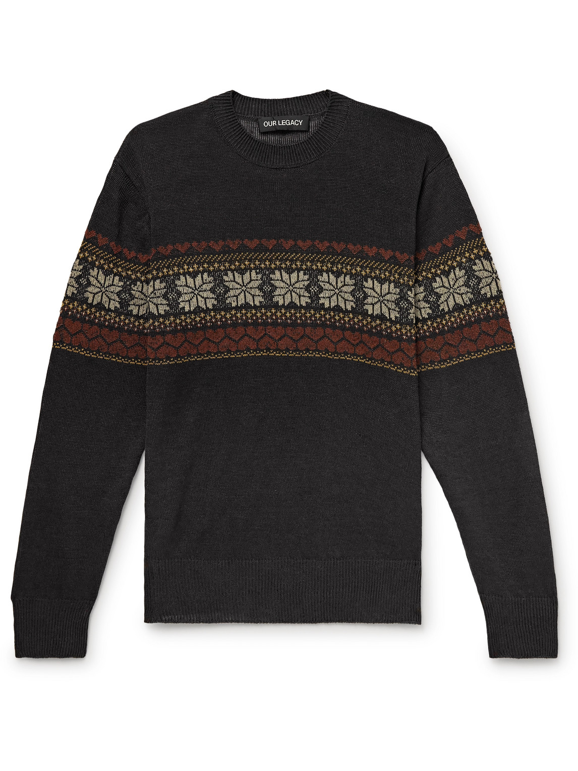 Our Legacy Base Crewneck Sweater Roundneck Patterned In Gray