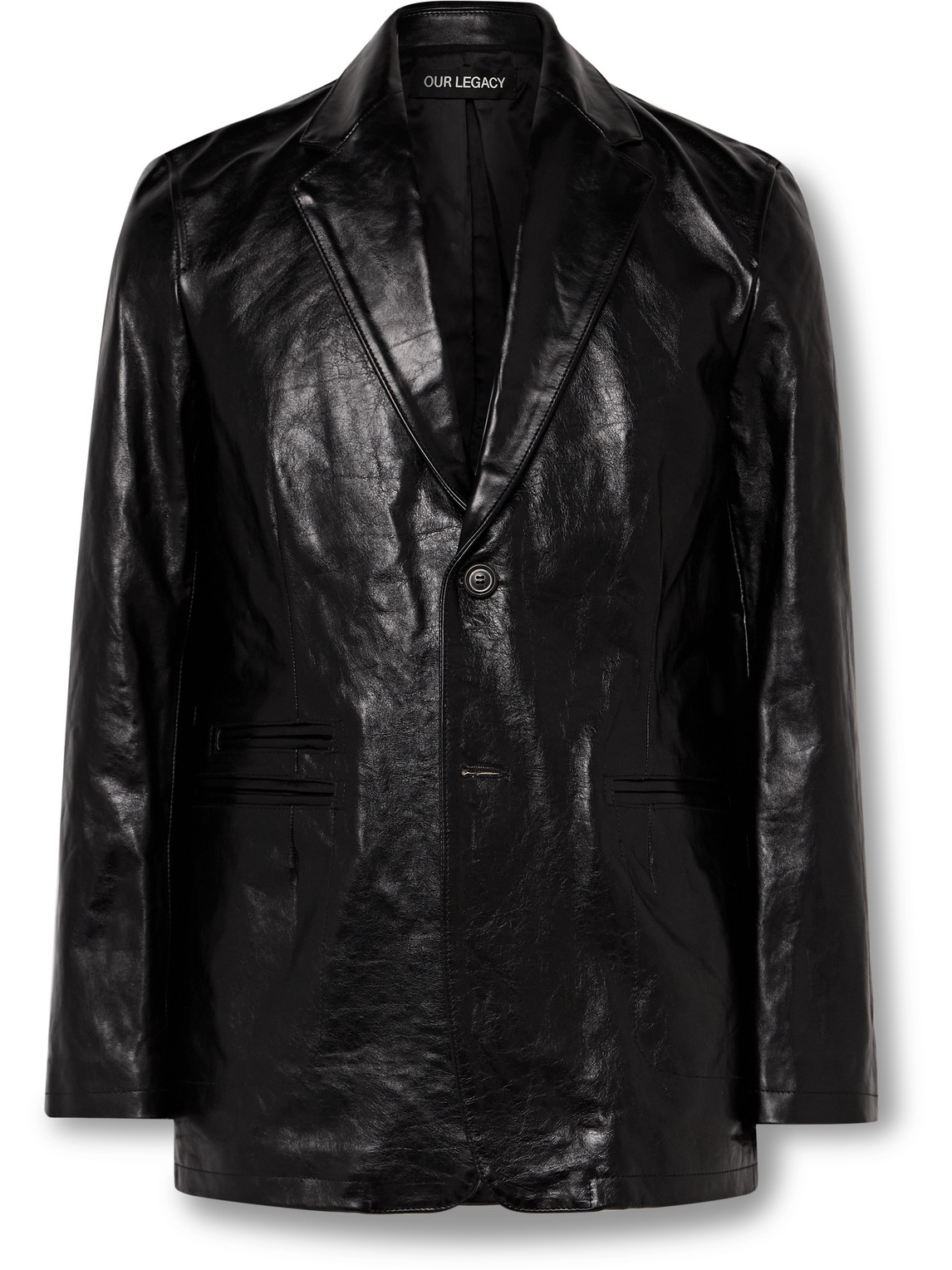 OUR LEGACY OPENING SLIM-FIT CRINKLED-LEATHER BLAZER