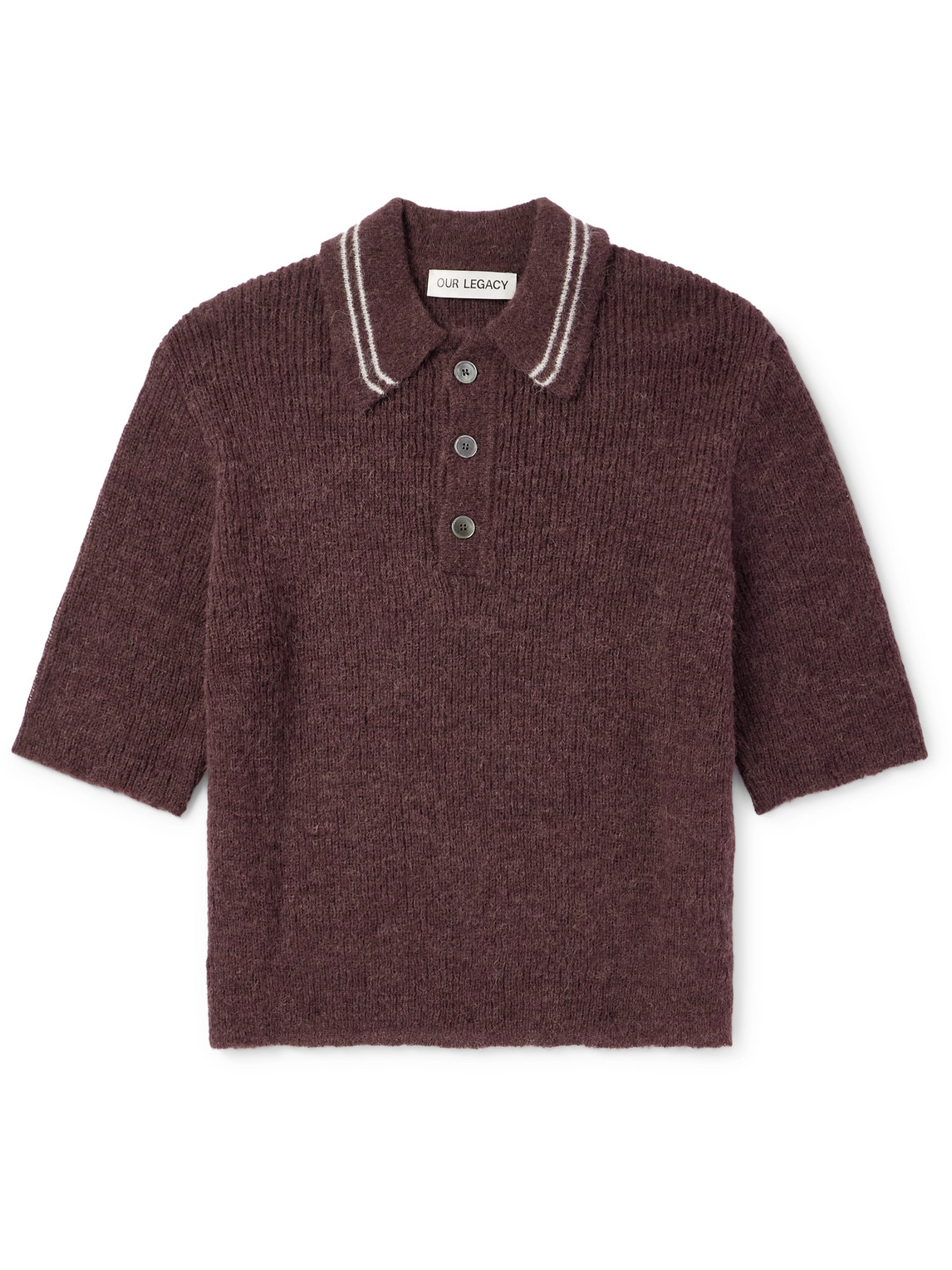 Our Legacy Men's Traditional Alpaca Knit Polo In Egg Plant | ModeSens