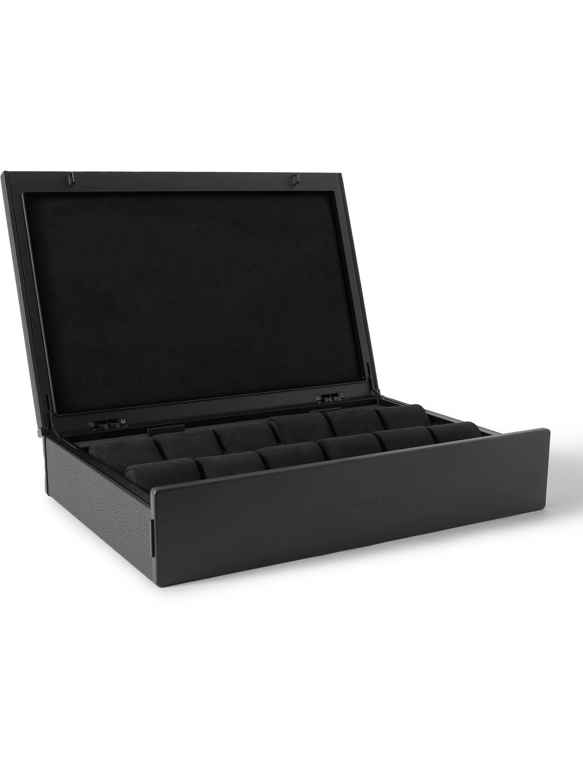 Charles Simon Spence Full-grain Leather 12-piece Watch Case In Black