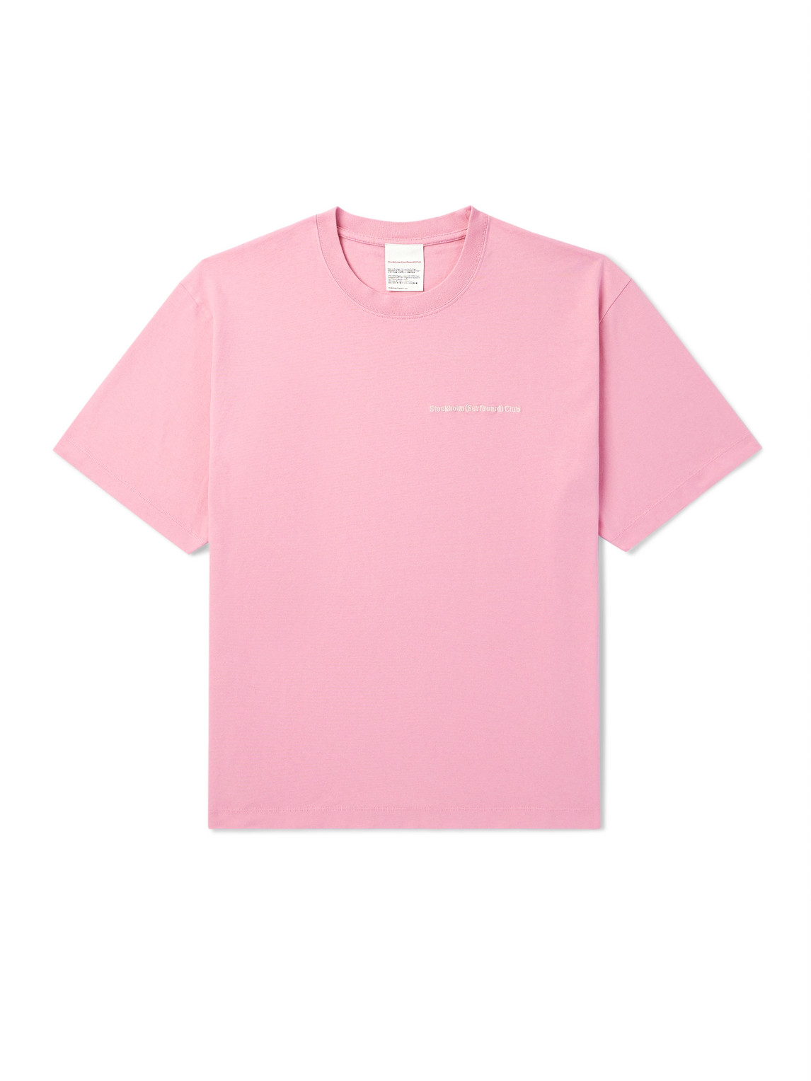 Stockholm Surfboard Club Logo-embroidered Organic Cotton-jersey T-shirt In Pink