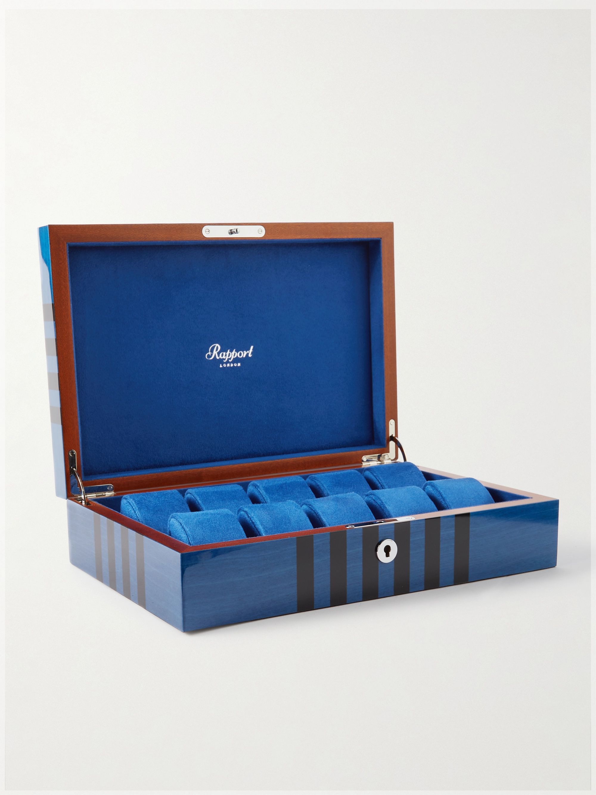RAPPORT LONDON Labyrinth Striped Lacquered Wood 10 Piece Watch Box for Men MR PORTER