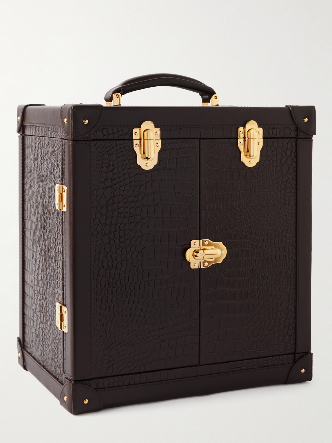 Shop Rapport London Brompton Croc-effect Leather Accessory Trunk In Brown