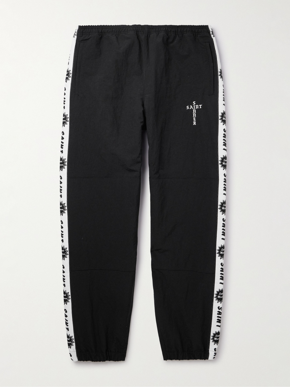 Tapered Logo-Embroidered Striped Nylon-Twill Track Pants