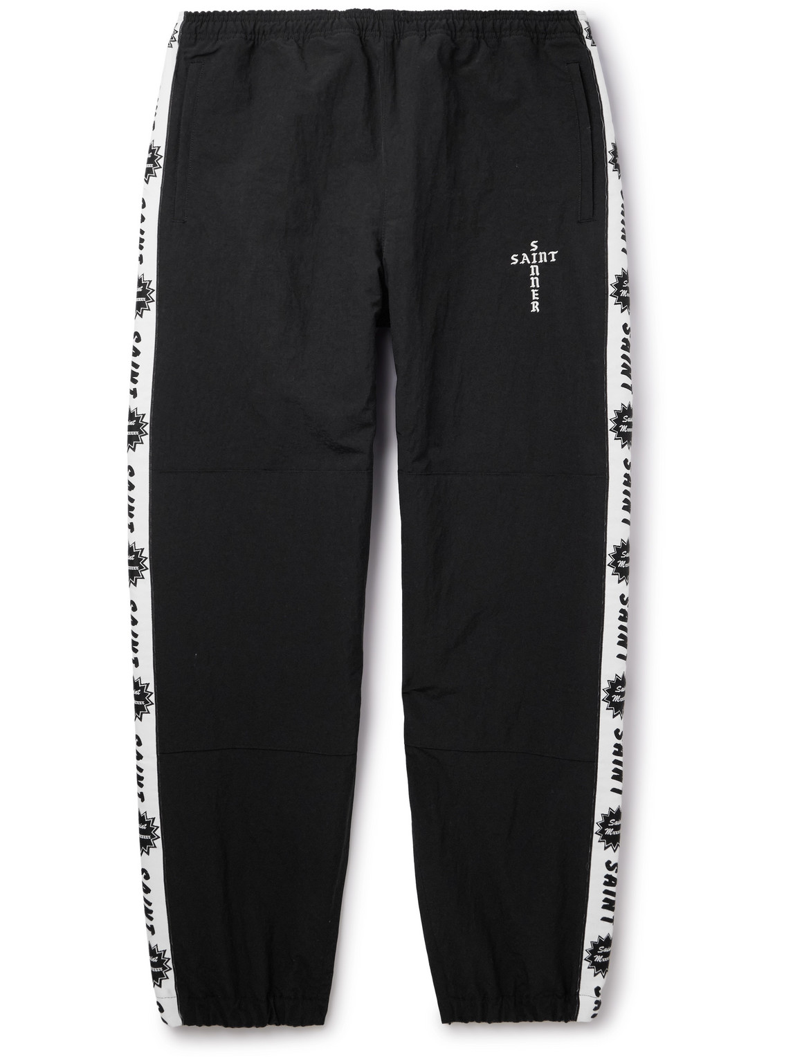 Tapered Logo-Embroidered Striped Nylon-Twill Track Pants