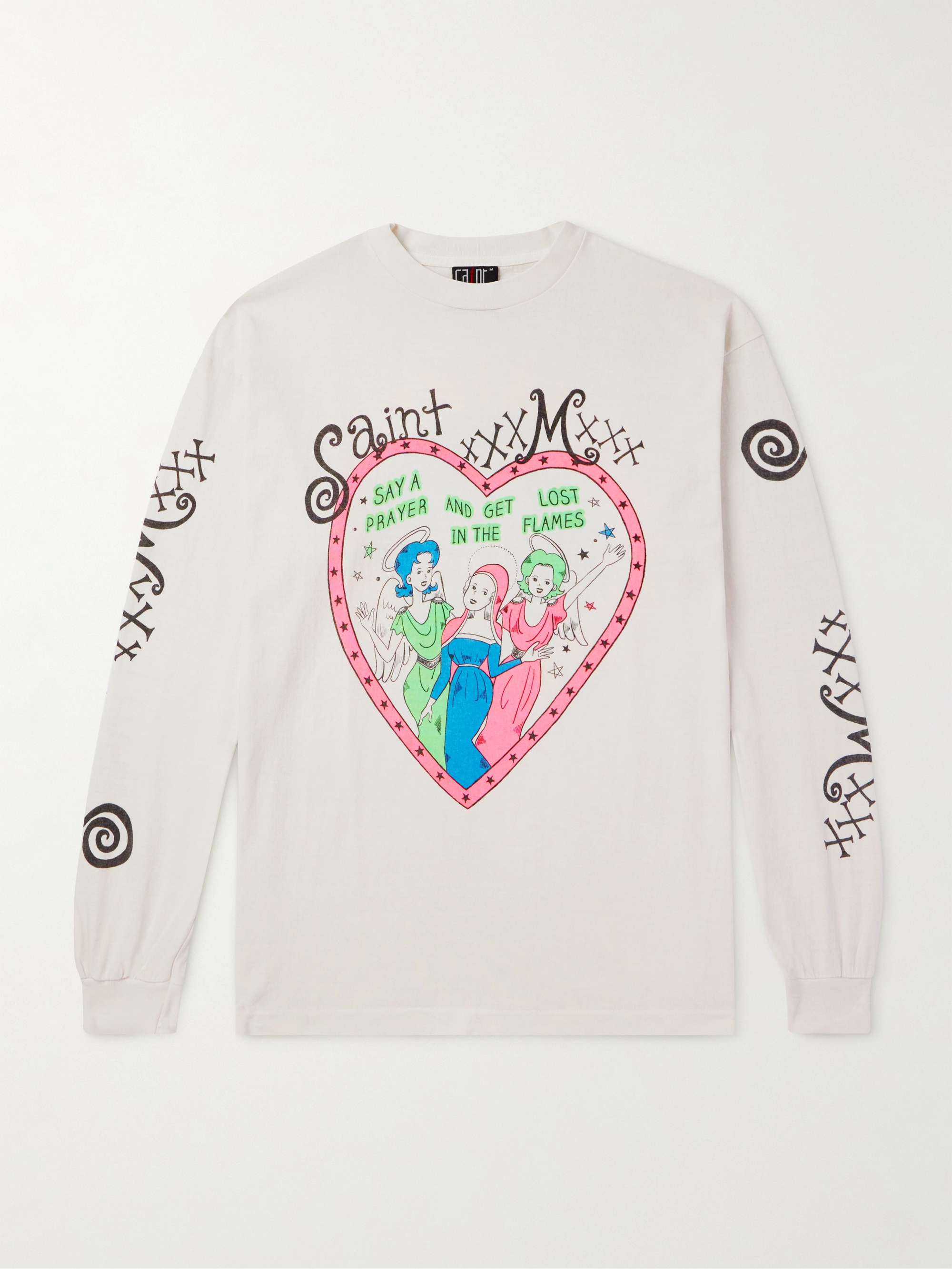 SAINT MXXXXXX Logo-Appliqued Distressed Denim Jacket for Men | MR