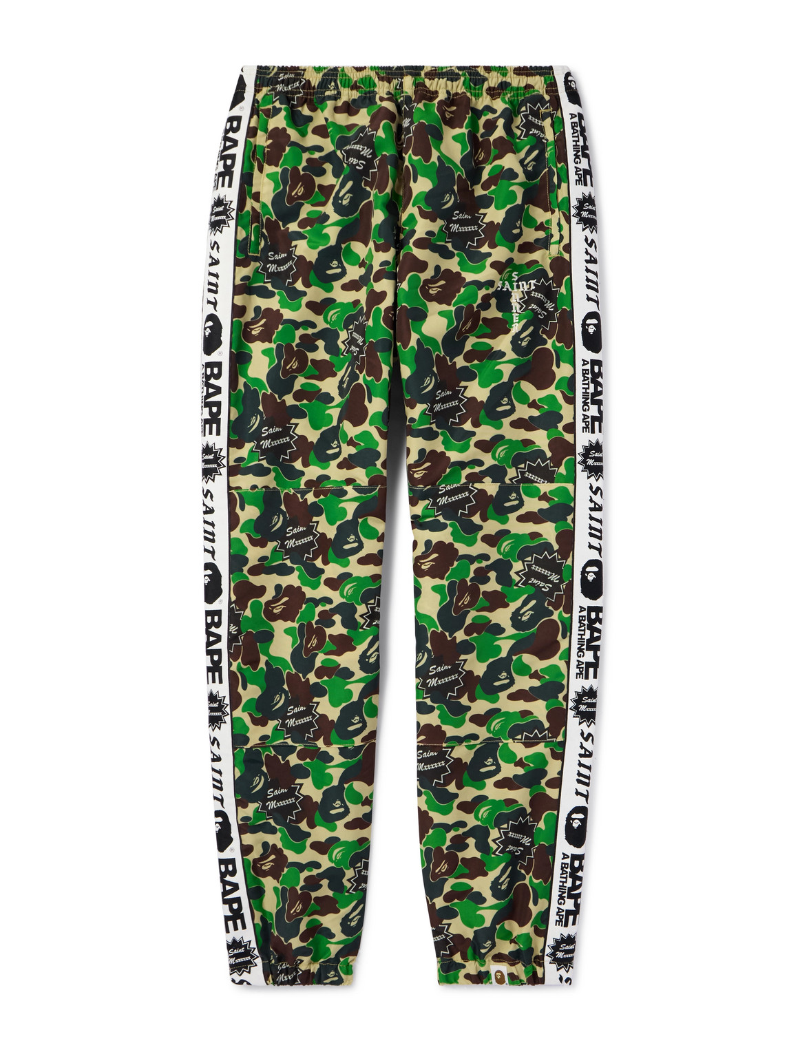 BAPE® Straight-Leg Webbing-Trimmed Camouflage-Print Shell Trousers
