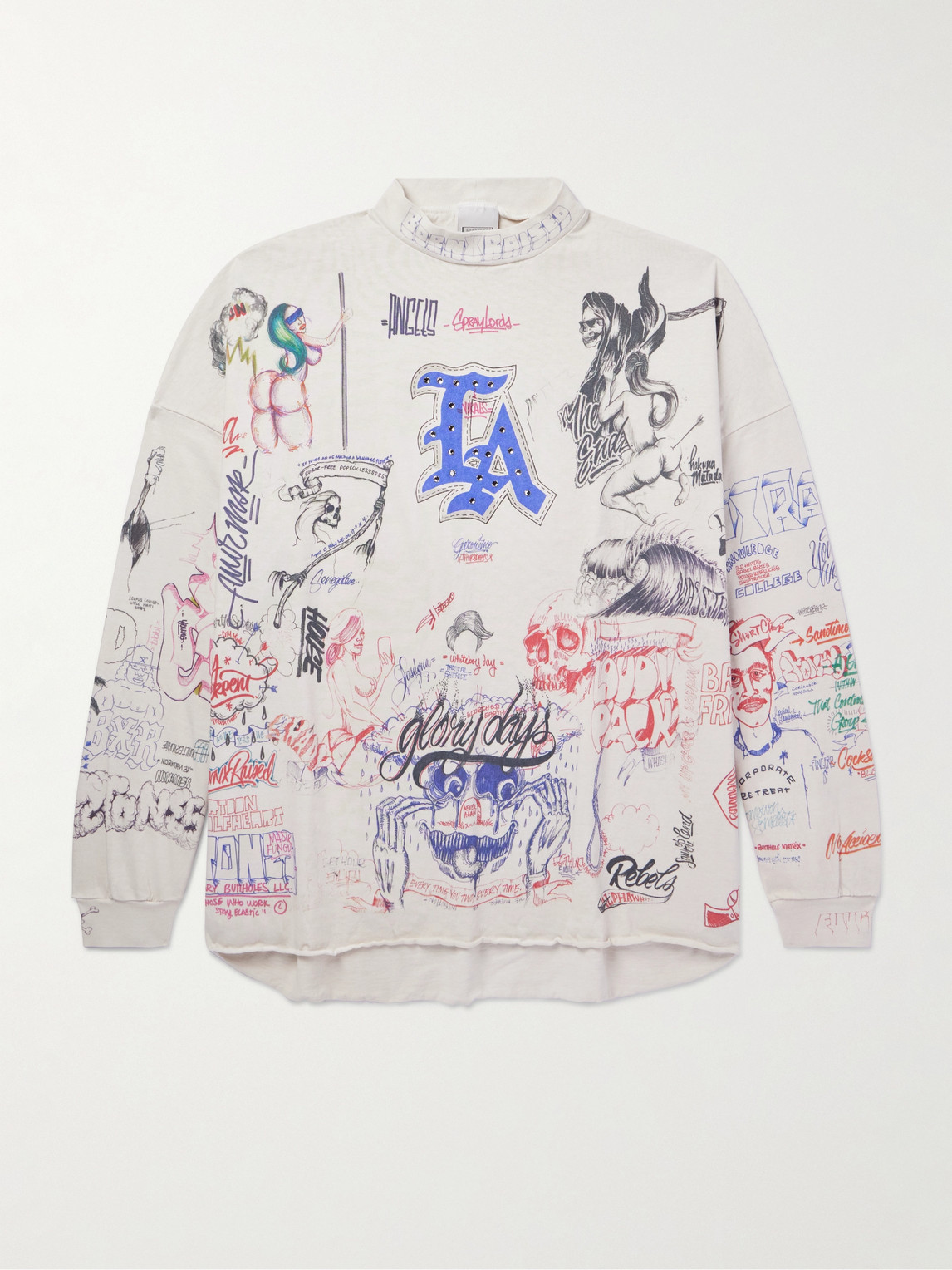+ Born X Raised Embellished Printed Cotton-Jersey Sweater