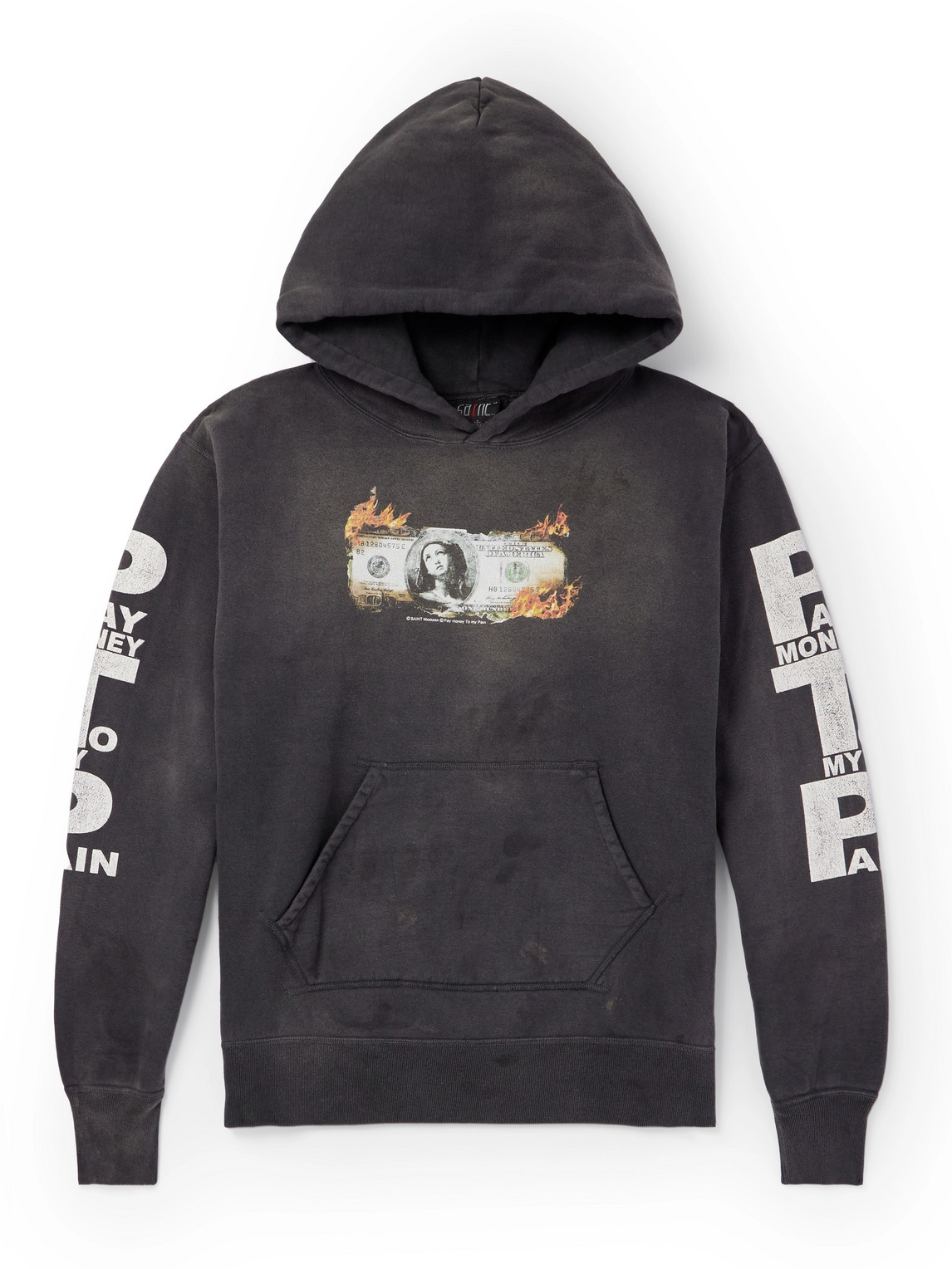 Pay Money to My Pain Distressed Printed Cotton-Jersey Hoodie