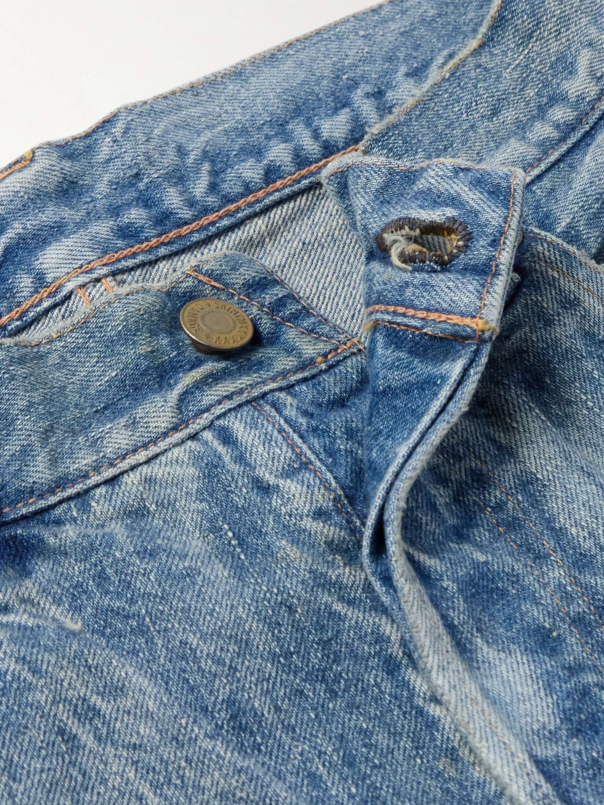 SAINT MXXXXXX Straight-Leg Distressed Denim Shorts for Men SAINT MXXXXXX Straight-Leg Distressed Denim Shorts for Men