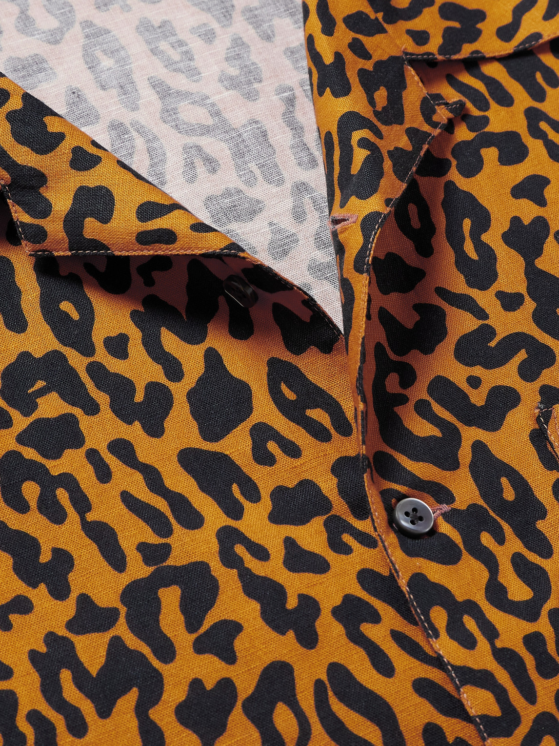 Shop Palm Angels Camp-collar Cheetah-print Linen And Cotton-blend Shirt In Orange