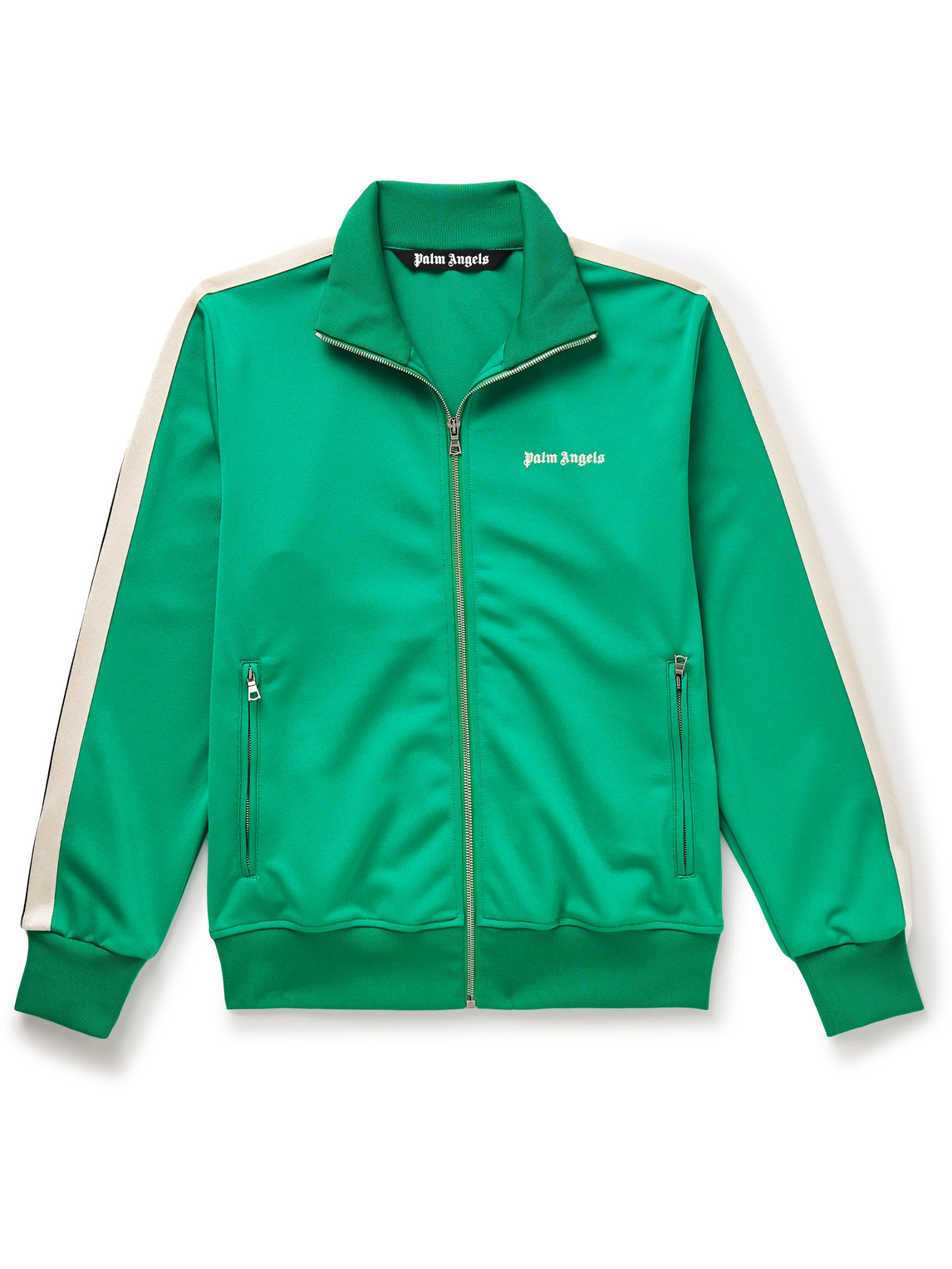 Palm Angels Logo-embroidered Tech-jersey Track Jacket In Green