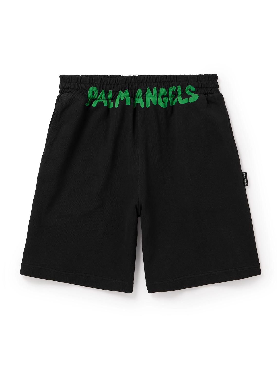 Palm Angels Logo-print Cotton-jersey Drawstring Shorts In Black