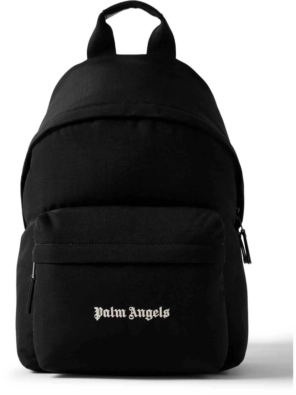 Palm Angels Leather-trimmed Logo-embroidered Cordura® Backpack In Black