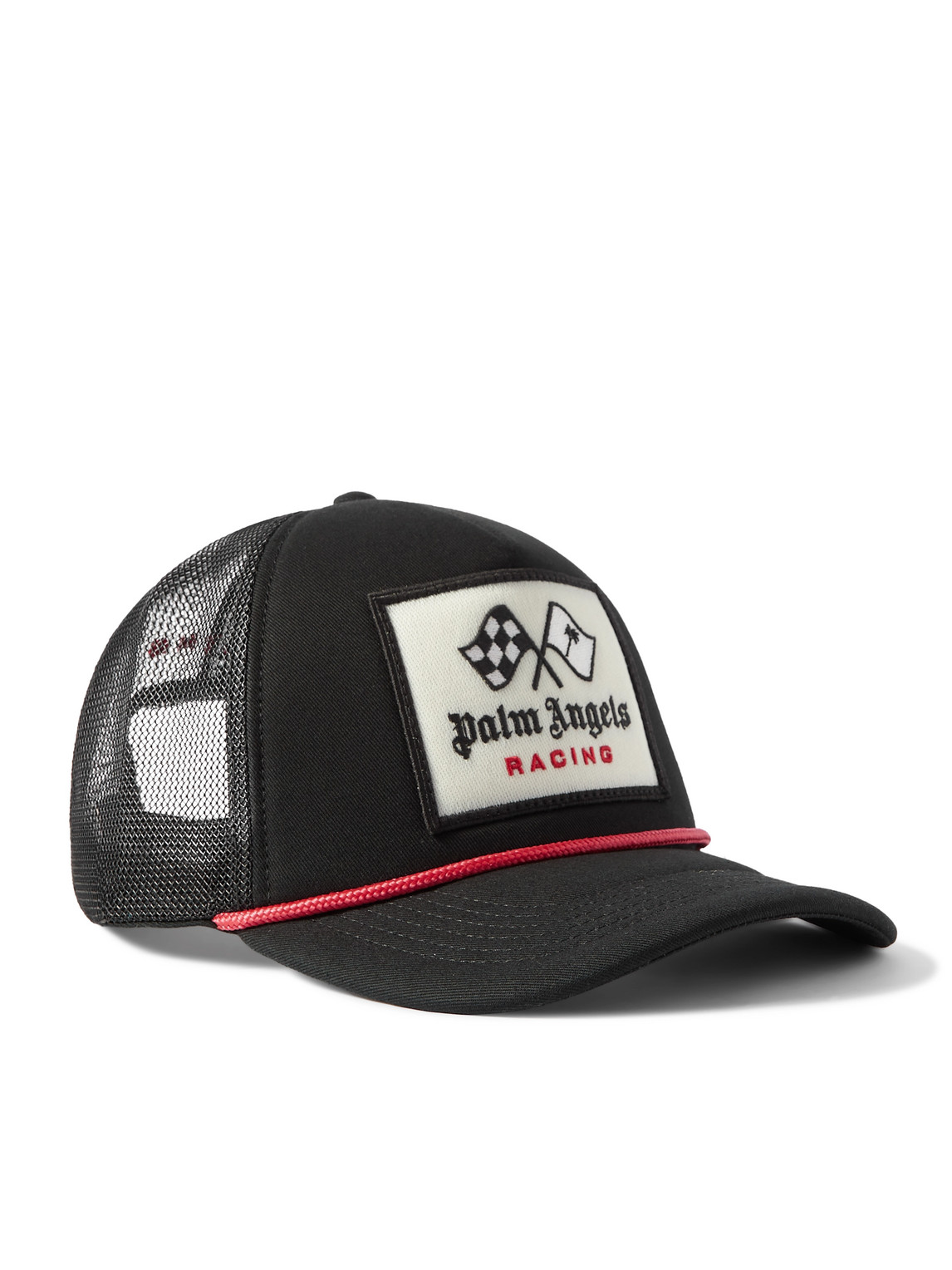 Palm Angels Racing Logo-appliquéd Cotton-blend Twill And Mesh Cap In Black