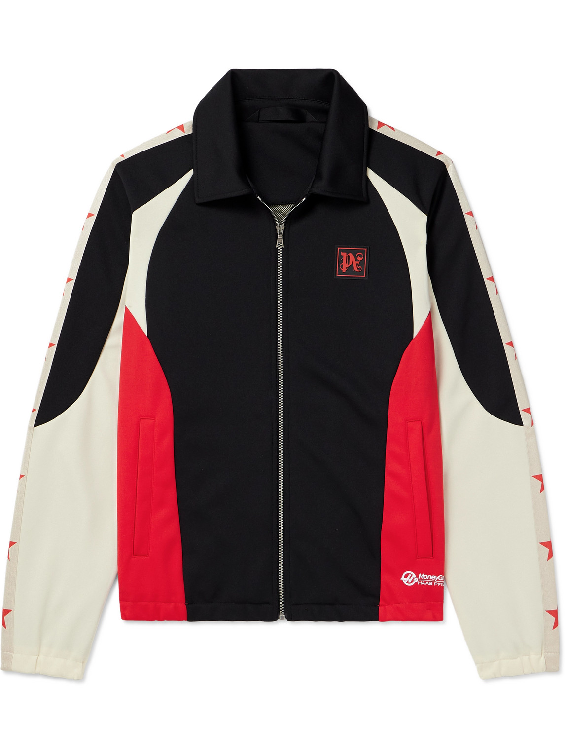 PALM ANGELS HAAS F1 LOGO-EMBROIDERED JERSEY TRACK JACKET