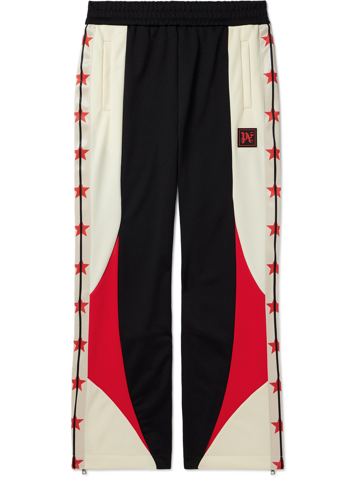 Palm Angels Haas F1 Straight-leg Printed Colour-block Jersey Track Pants In Black