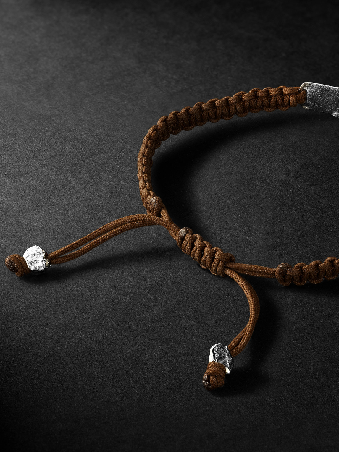 Shop Elhanati Mezuzah White Gold And Braided Cord Bracelet In Brown