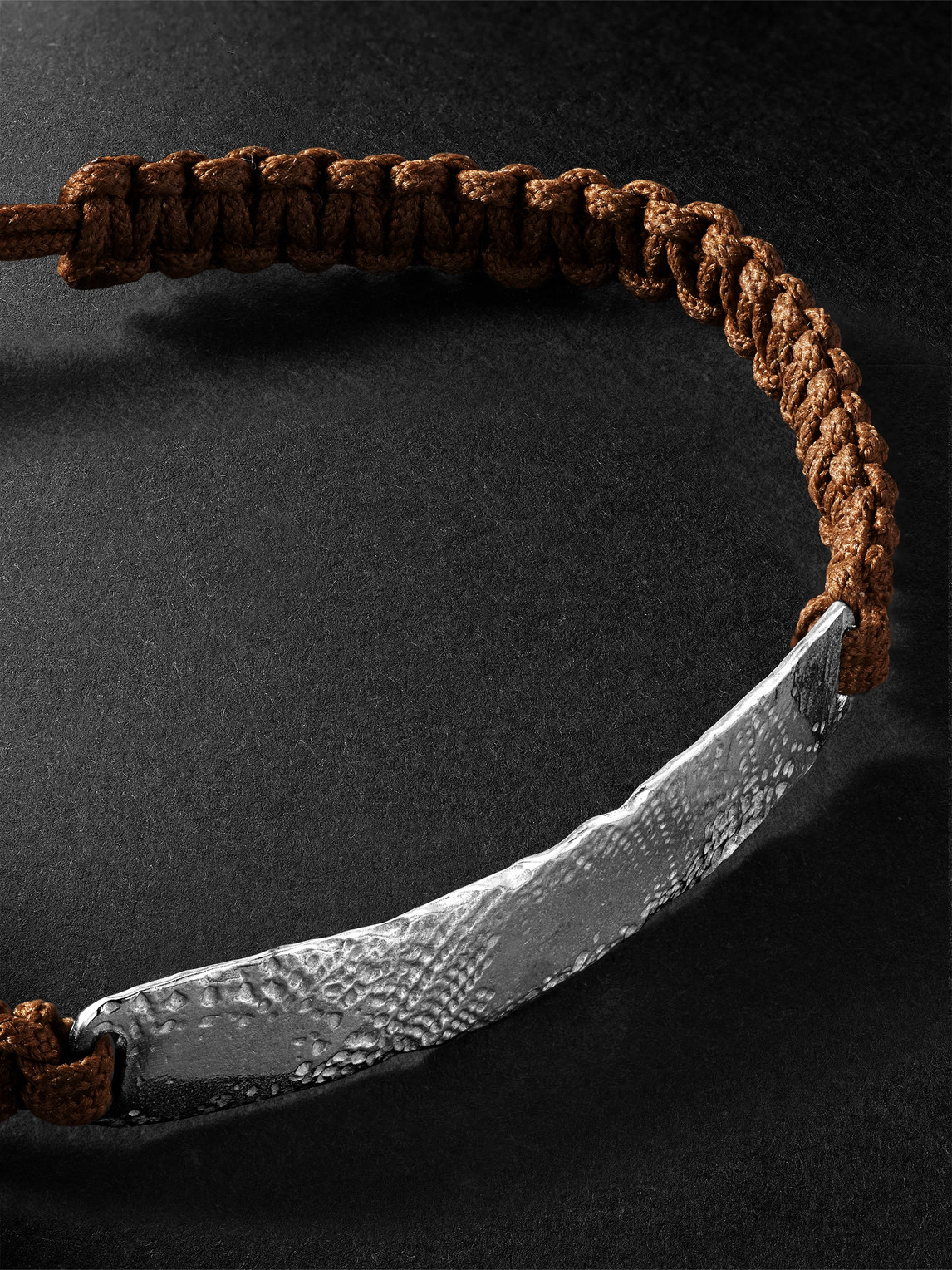 Shop Elhanati Mezuzah White Gold And Braided Cord Bracelet In Brown